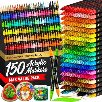 38% off: ARTISTRO 150 Acrylic Dual-Tip Glass Marker Pens for Wine Glasses