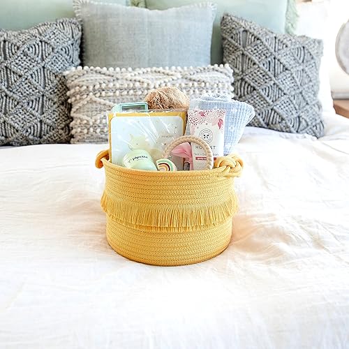 Miniatura 9 de NaturalCozy Juego de cestas de almacenamiento de decoración bohemia de 3 piezas, cestas tejidas de cuerda de algodón para organizar. Cesta pequeña