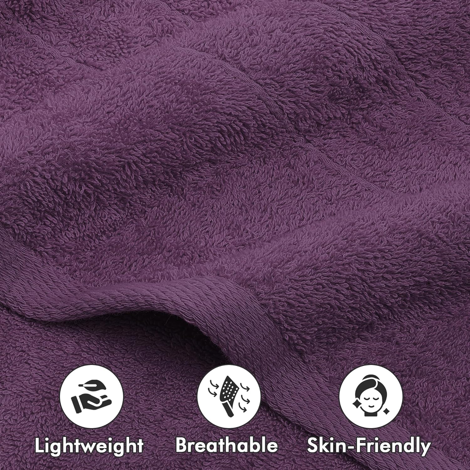 Bath Sheets – Extra Large Bathroom Sheet Set – Pack of 2 Jumbo Towels Dark Purple (71x35in) – 100% Cotton Soft Quick Dry Large Bath Towels for Adults Hotel Spa Bathroom Use