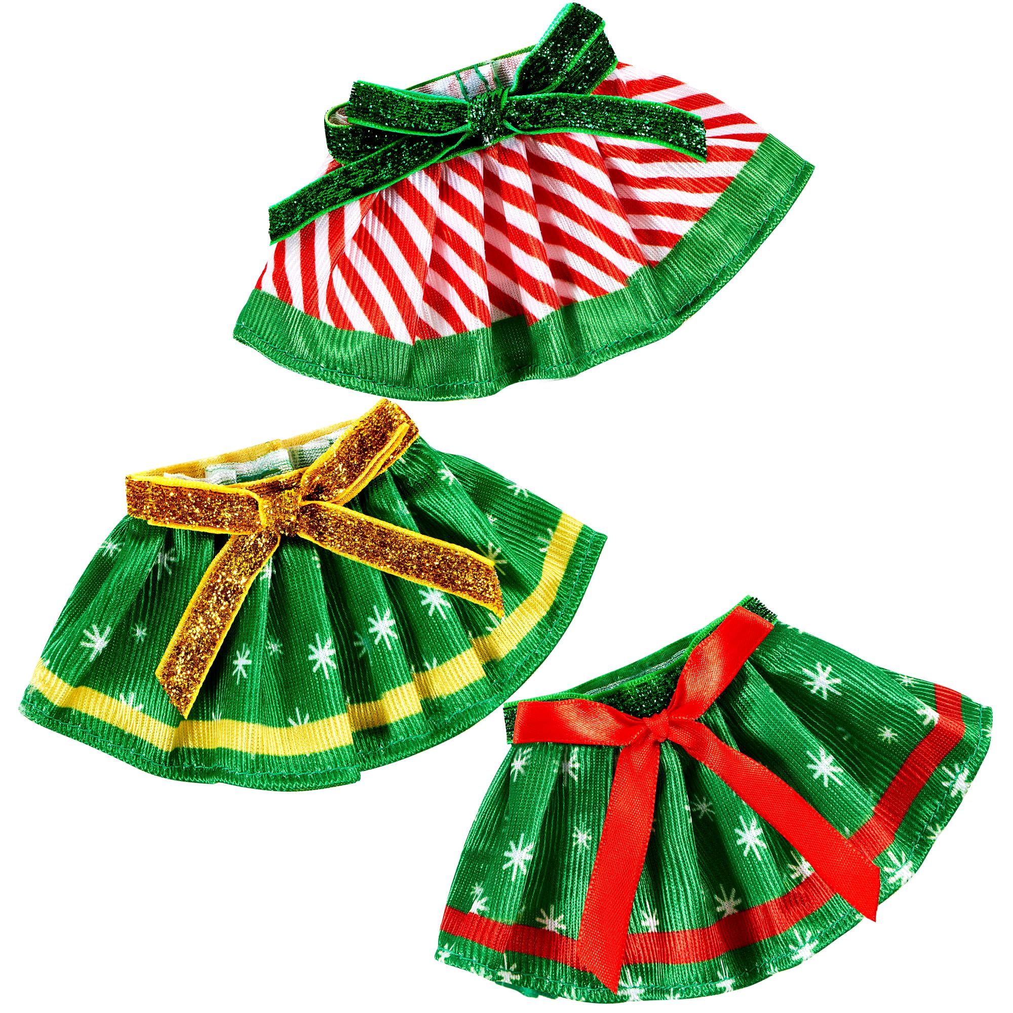 3 piezas de faldas de Navidad para muñeca, ropa de Papá Noel verde de Navidad, vestido de baile, juego de accesorios para decoraciones de Navidad y especiales