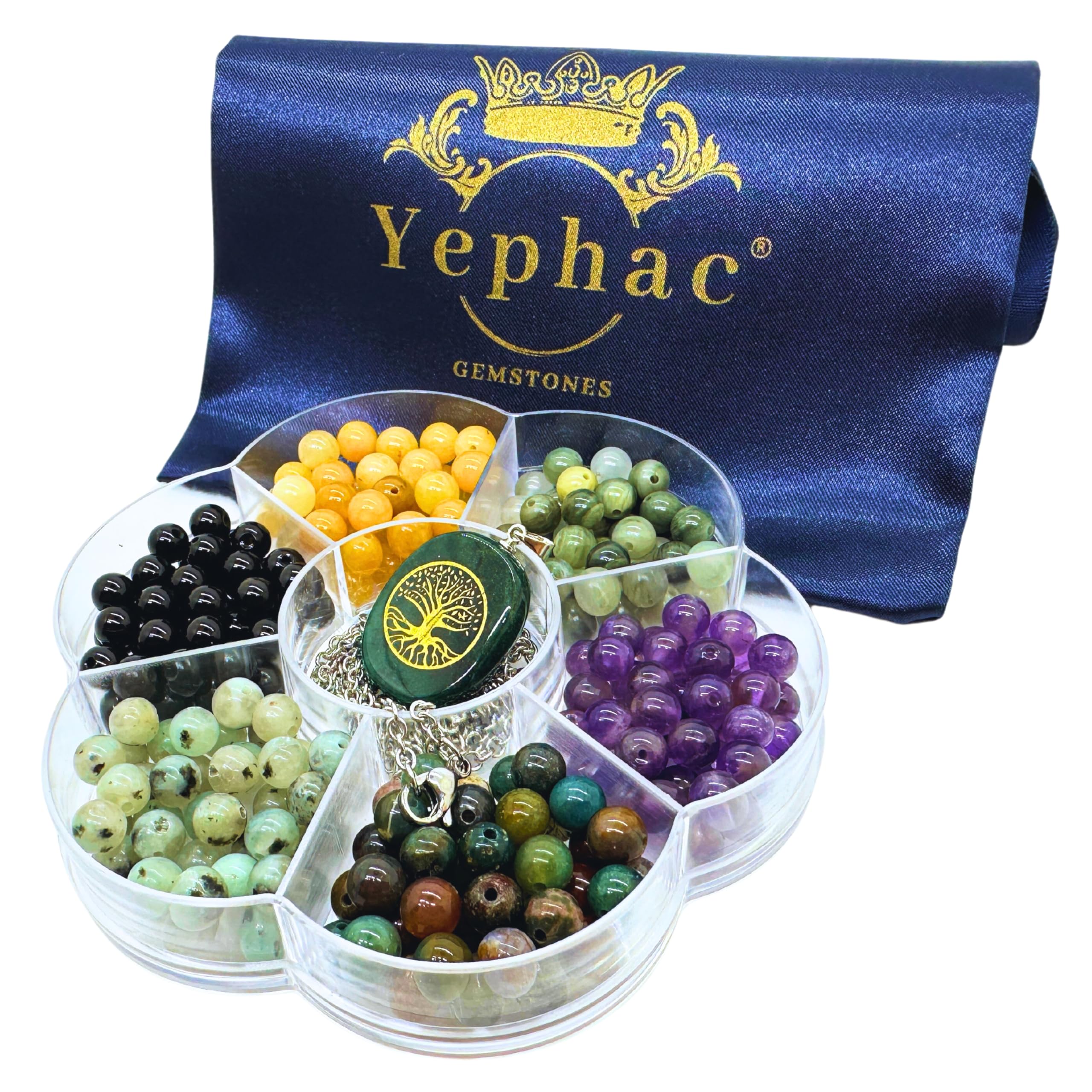 Yephac Schmuckherstellungs-Set mit Edelsteinperlen und einem Yggdrasill-Anhänger