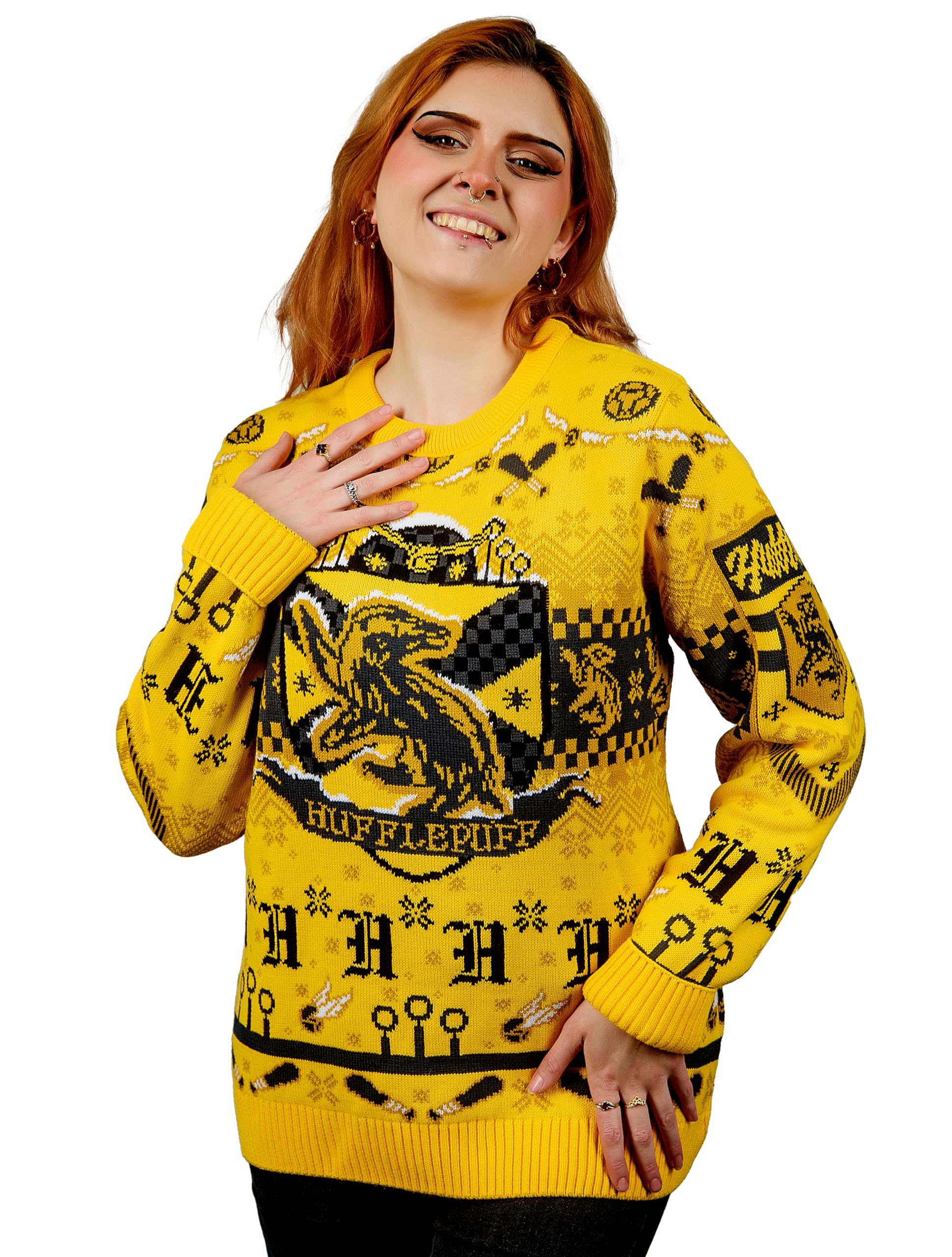 Harry Potter: Hufflepuff Christmas Jumper Gift for Men and Women (Size: M)