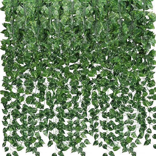 CEWOR 36 Pack 252ft Artificial Ivy Greenery Garland, Fake Vines Hanging Plants Backdrop for Room Bedroom Wall Decor, Green Leaves for Jungle Theme Party Wedding Decoration - D-36pcs of Vines