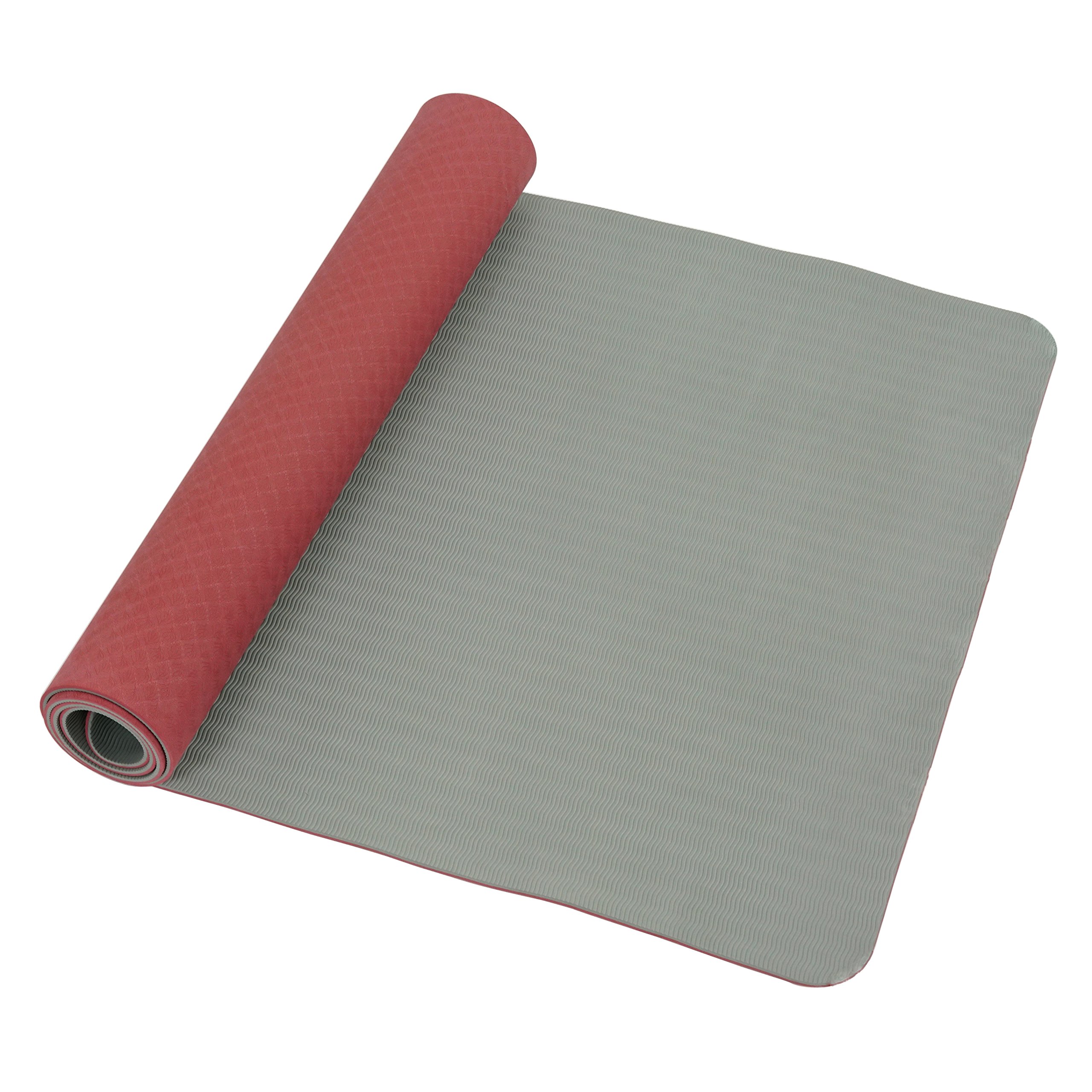 Sunny Health & Fitness Yoga Mat Extra Wide and Length 30" x 72", Non-slip lightweight TPE Dual Color, Durable Cushion at 6mm thickness