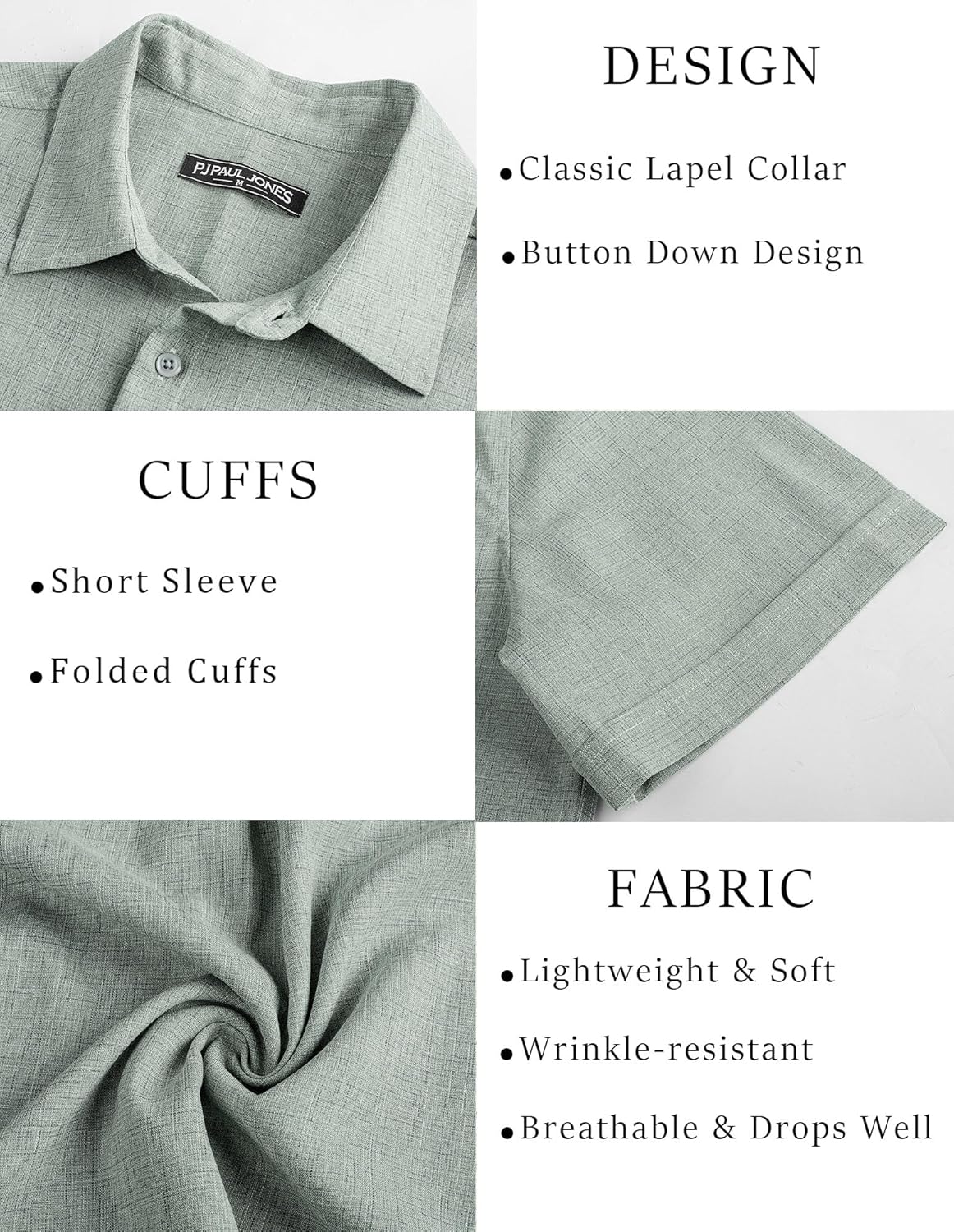 PJ Jones Mens Casual Shirts Short Sleeve Button Down Shirt Lightweight Summer Shirts - Image 5