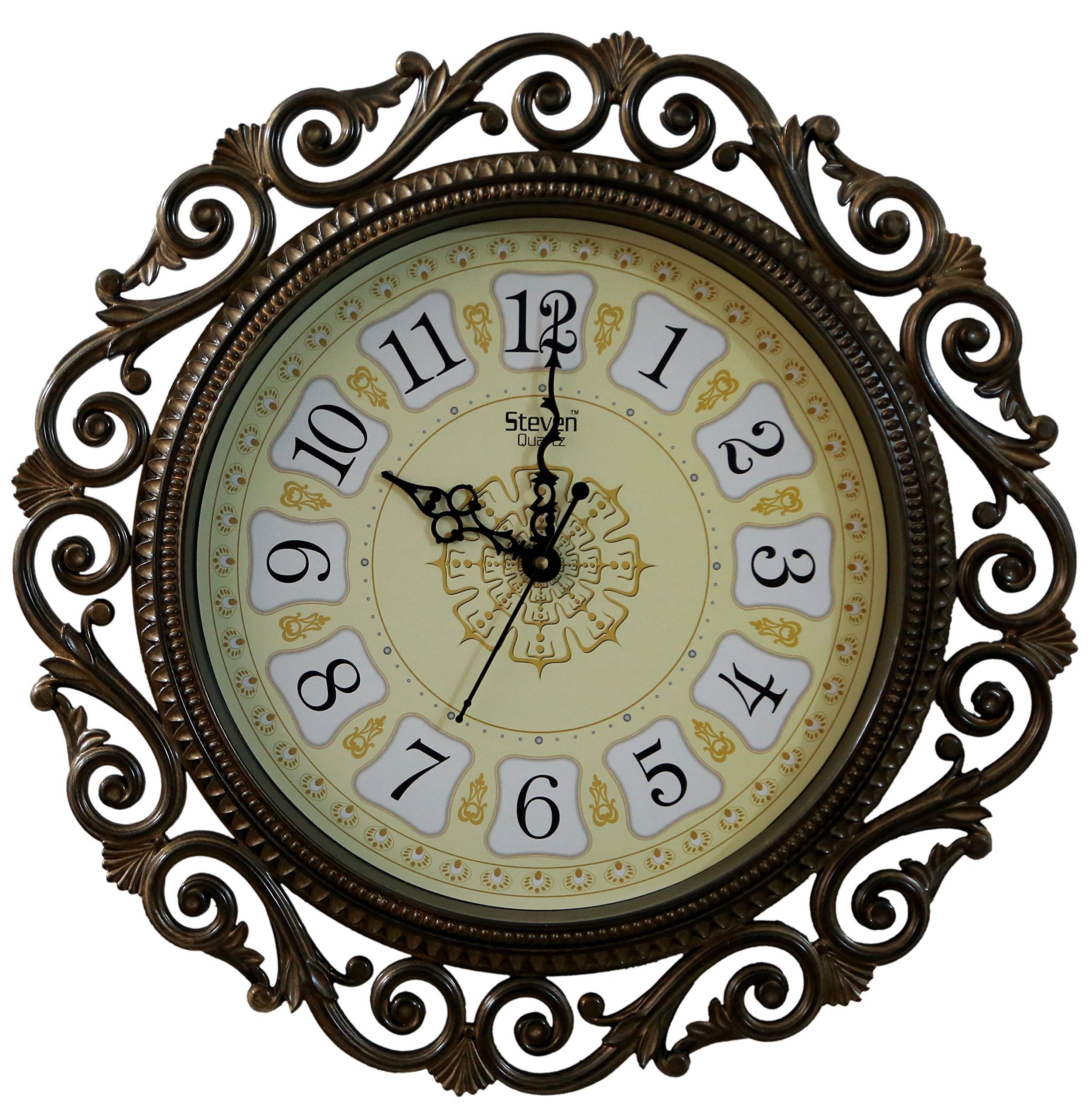 KITCHINDRA Steven Quartz Plastic Wall Clock (Gold, 41 x 41 cm)