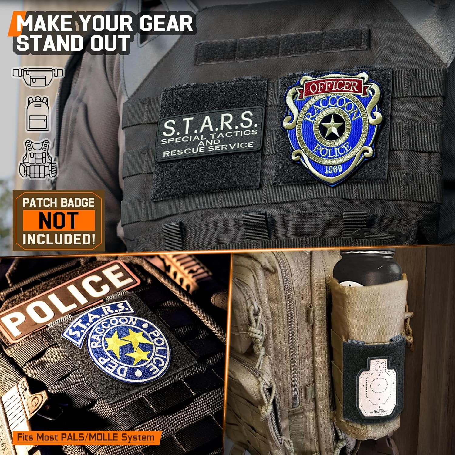 Molle Patch Panel,2/4 Pcs Tactical Hook&Loop Adapter Panel Morale Patch Board for Molle Accessories Plate Vest Carrier and Backpack 4"X4"