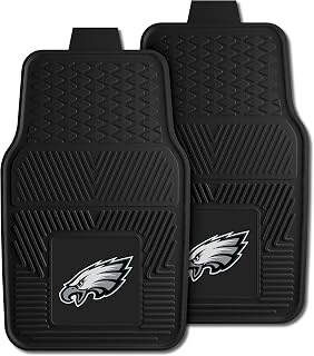 FANMATS 8771 Philadelphia Eagles 2-Piece Heavy Duty Vinyl Car Mat Set, Front Row Floor Mats, All Weather Protection, Universal Fit, Deep Resevoir Design