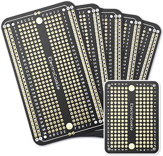 ElectroCookie Gold-Plated Prototype PCB Solderable Breadboard 5-Pack + Mini for Arduino DIY Electronics Projects (Matte Black)