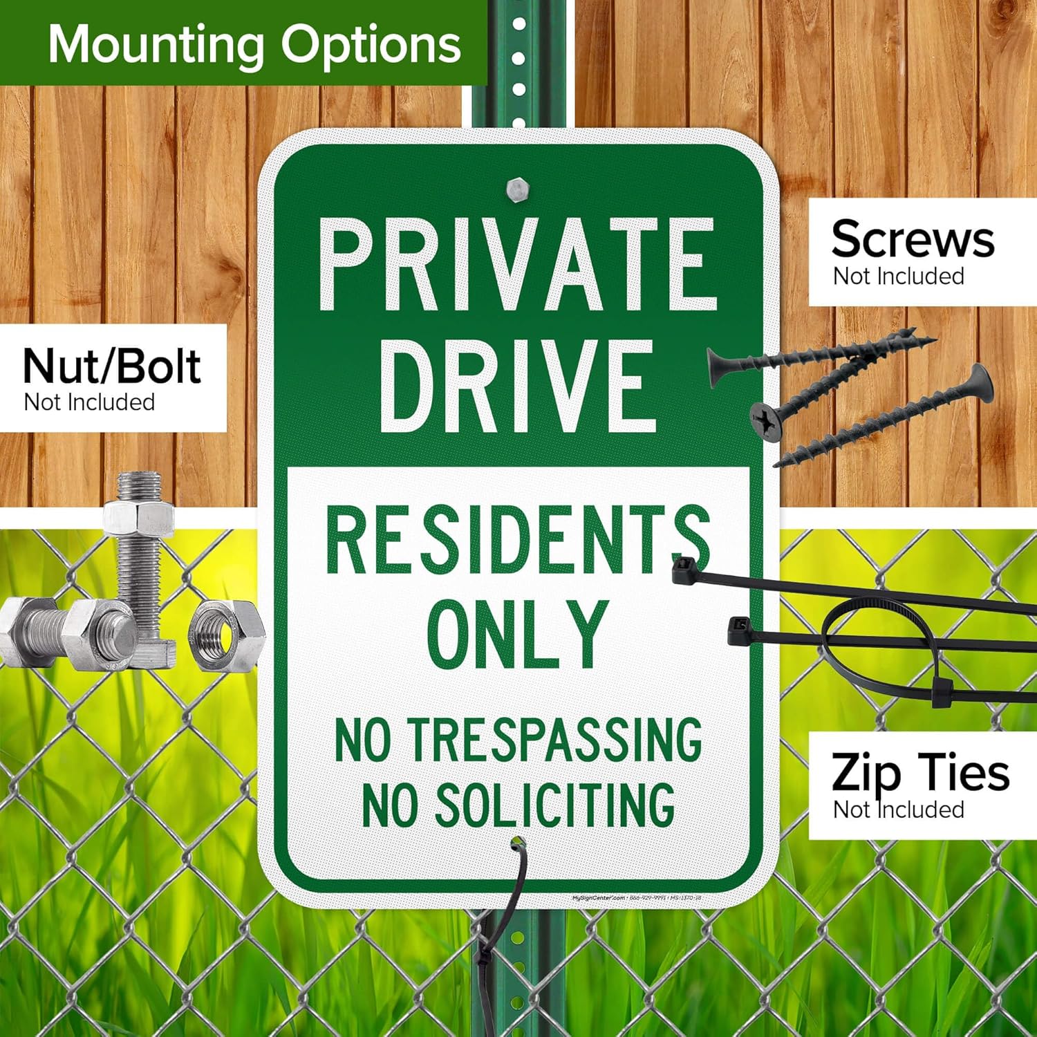 Private Drive Residents only No Trespassing No Soliciting Sign, 12"x18" Aluminum Reflective, Indoor/Outdoor Use, USA MADE By My Sign Center