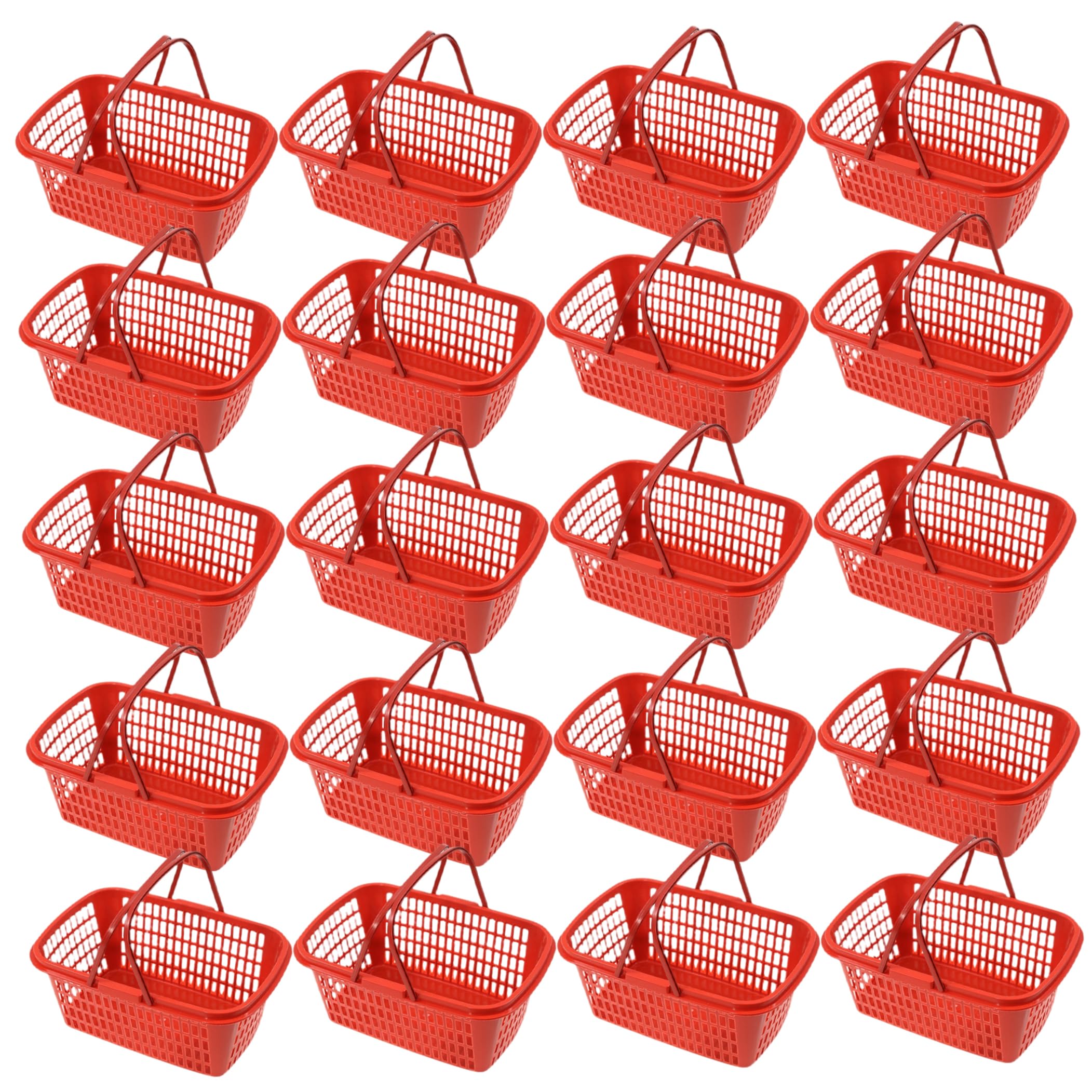 Tsawntd 20PCS Berry Baskets Hollow-out Strawberry Baskets With Hidden Portable Handle, Ventilated Produce Basket For Garden Harvest & Grocery Shopping - Red Strawberry Basket Berry Washing Bowl
