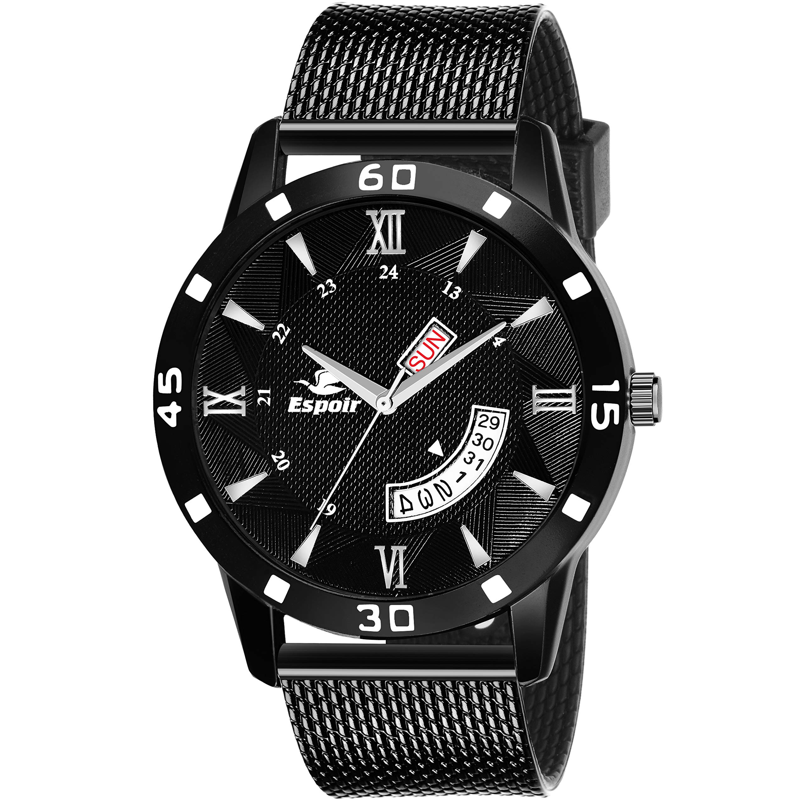 Espoir Analogue Black Dial Day and Date Boys and Mens Watch - Kane0507 (B07V8DFM7W) Amazon Price History, Amazon Price Tracker