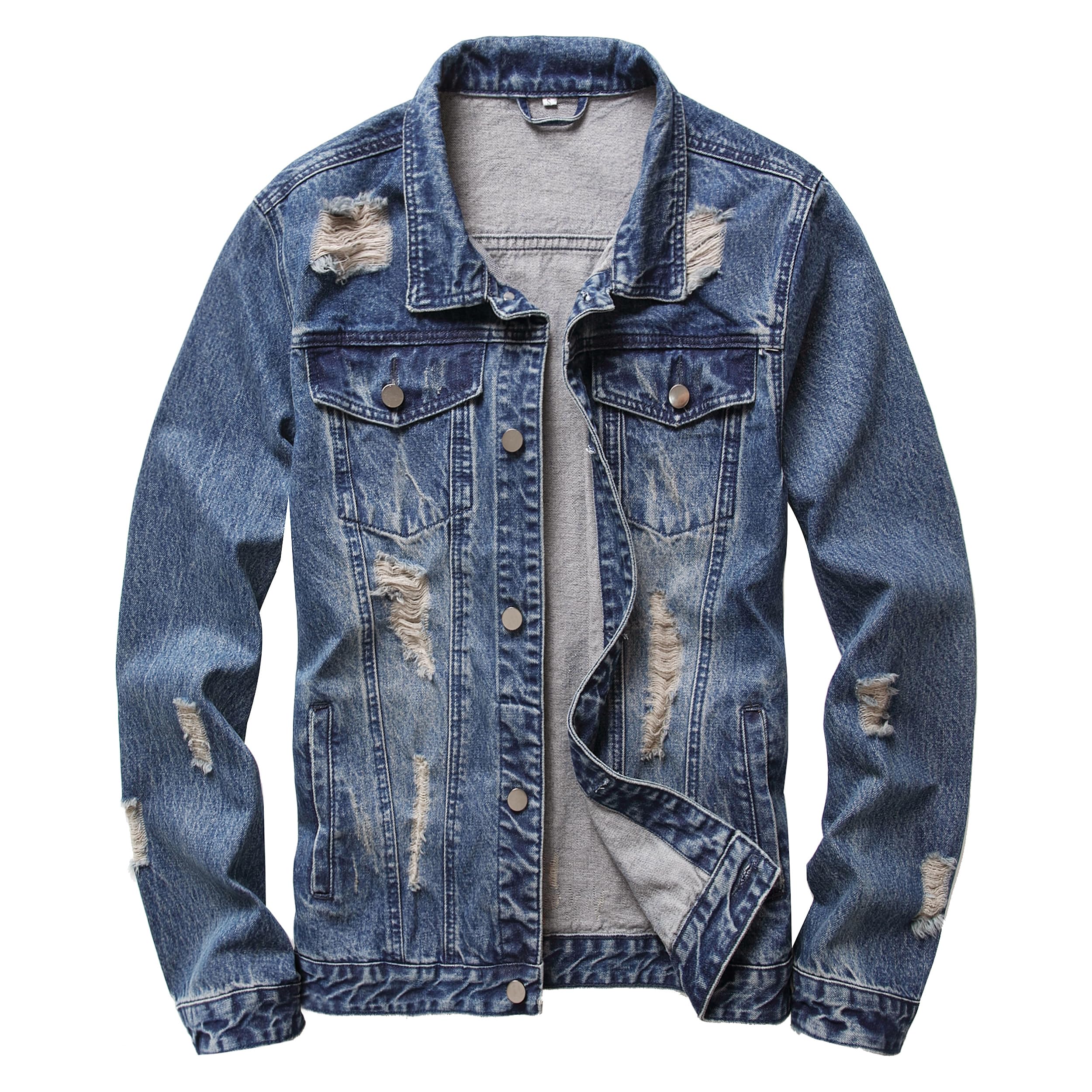 QIMYUM Jean Jacket For Men, Distressed Slim Denim Jacket