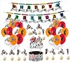 ANYMONYPF Motocross Bunting Banner Dirt Bike Birthday Party Supplies Banner Cake Cupcake Toppers Latex Balloons for Dirt Bike Themed Birthday Party