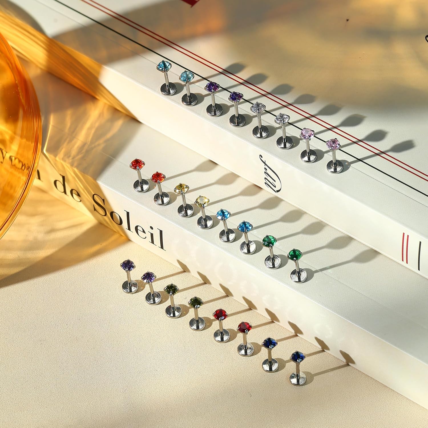 ORAZIO 20G Threadless Flat Back Earring for Women Men, Hypoallergenic Surgical Steel Push in Flatback Stud Earrings, Cartilage Helix Tragus Conch Labret Nostril Piercing Jewelry - Image 6