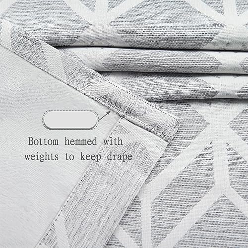 Miniatura 6 de Topfinel Cortinas jacquard para oscurecer la habitación de 96 pulgadas de largo, patrón de enrejado extralargo con ojales, tratamiento de ventana