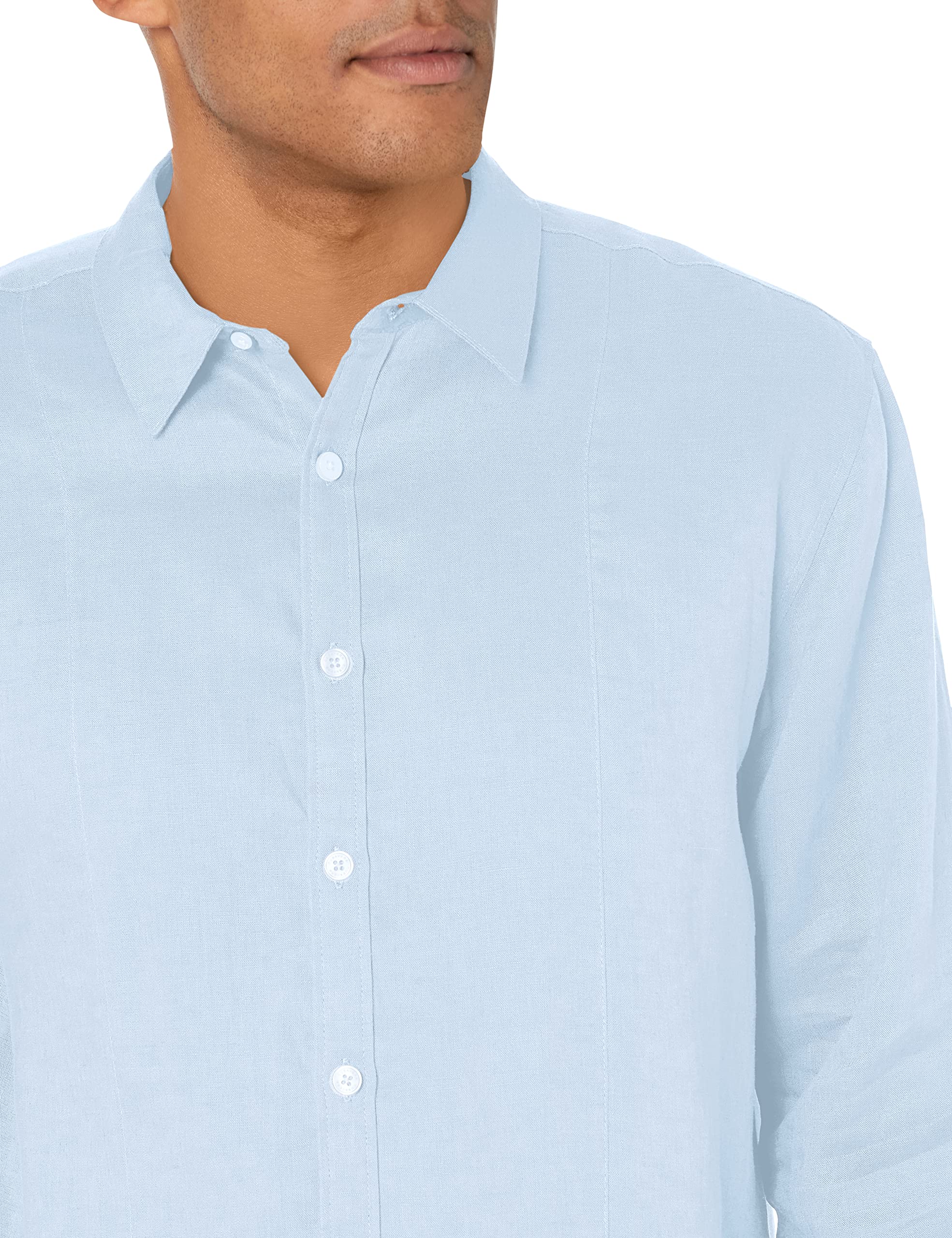 Cubavera Big and Tall Long-Sleeve 100% Linen Tucks Woven Shirt Camisa de Botones Hombre