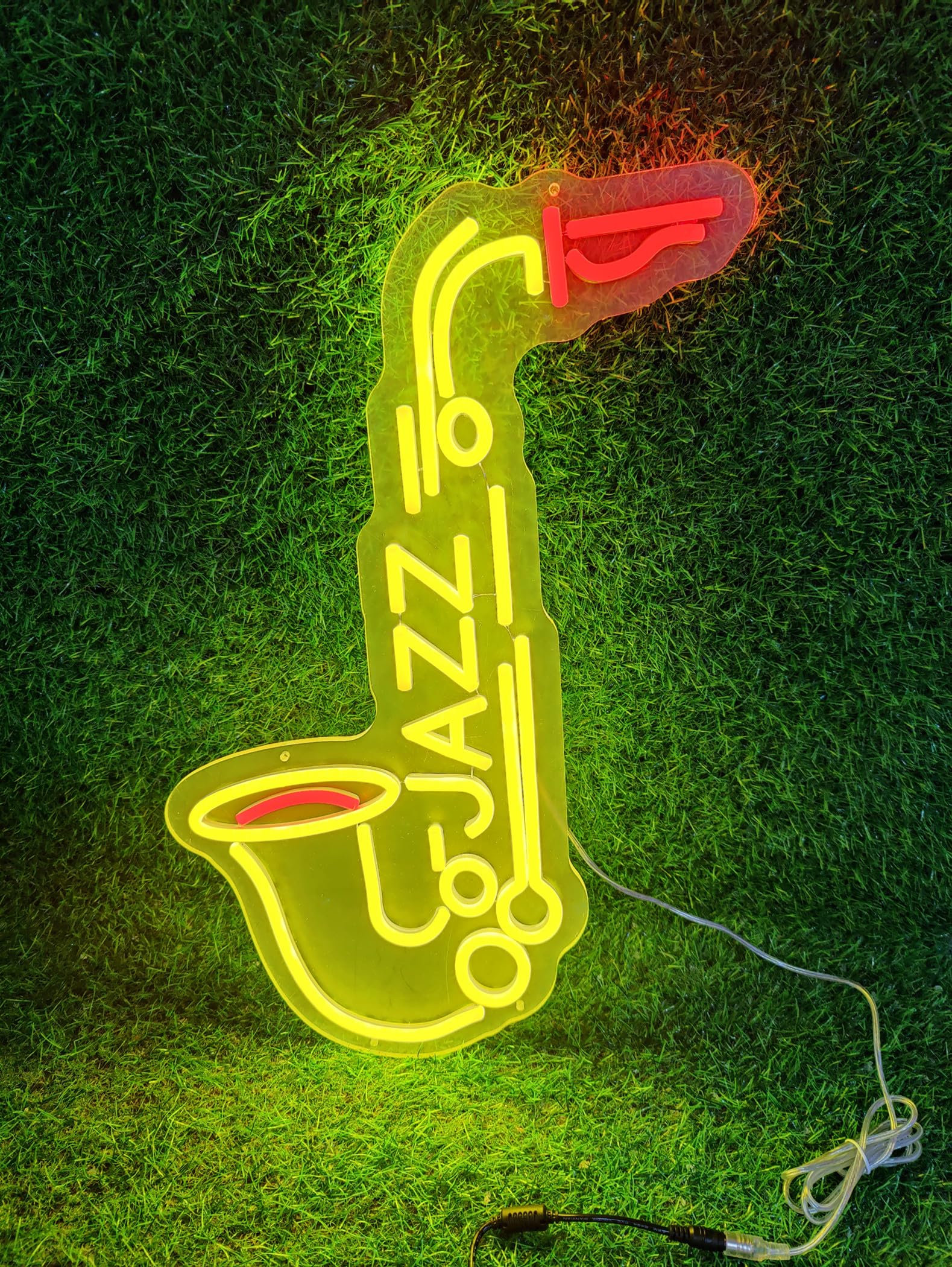 Saxophone Music Jazz Neon Sign Segno a LED Personalizzato per la casa Regalo di Compleanno degli Uomini,Giallo