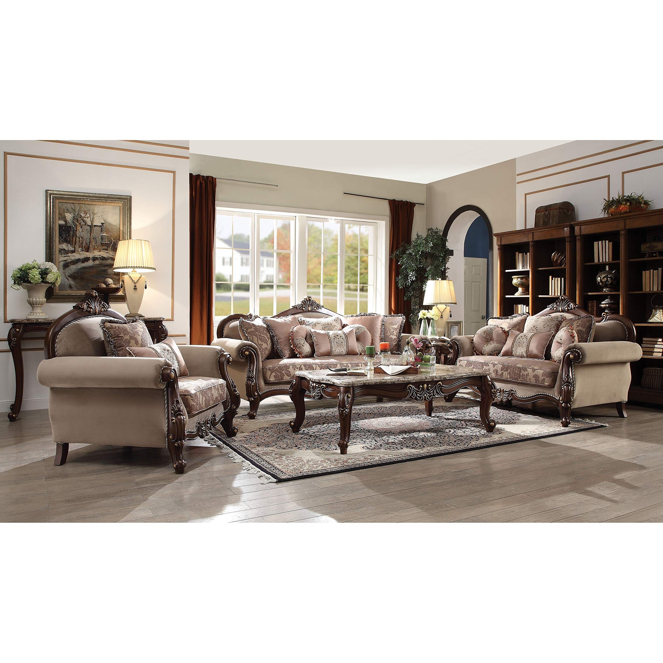 Amazon.com: Acme Mehadi Sofa (with 8 Pillows) in Velvet & Walnut : Home &  Kitchen