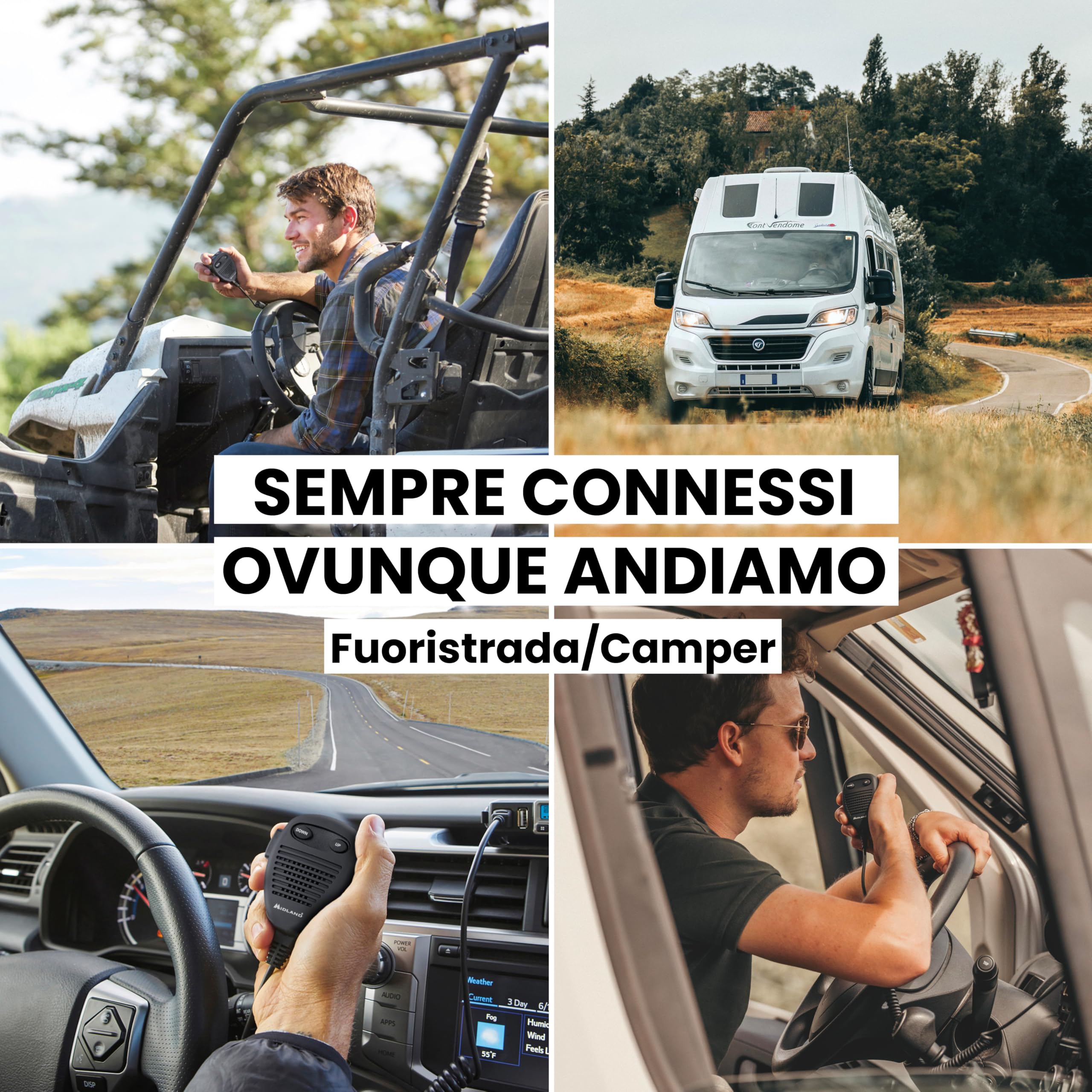 Midland M-MINI USB C1262.04, CB Radio Multistandard Mini CB Radio z Gniazdem USB - 40 AM/FM Kanałów, Multiband, Podwójny Squelch Mode, Wyjmowany Mikrofon - Łatwa Instalacja