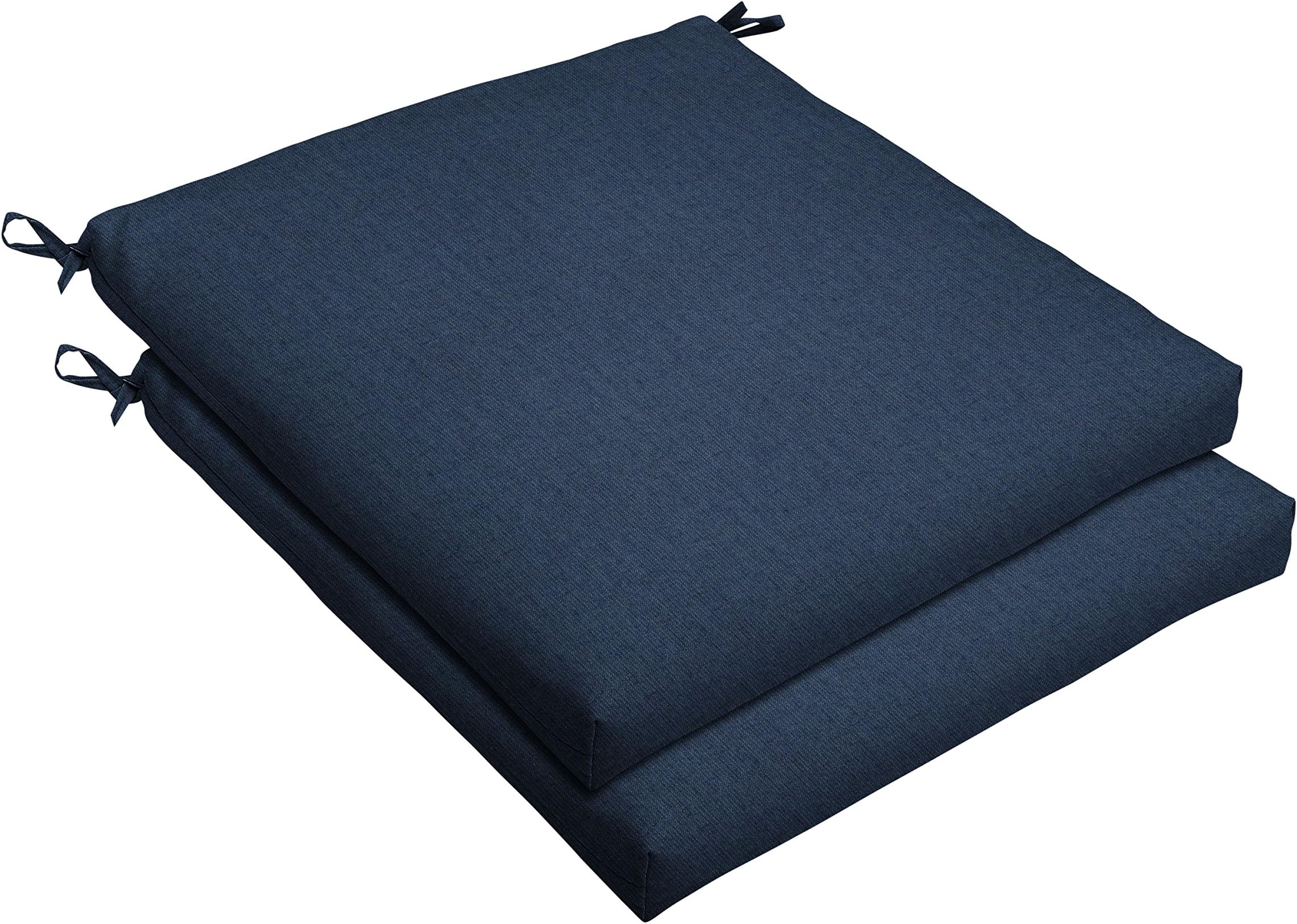 Sunbrella Bristol Square Chair Cushion (Set of 2) - Fade & Water Resistant, Outdoor & Indoor Patio Seat Cushion with Plush Foam - Spectrum Indigo (19" x 19" x 2.5")