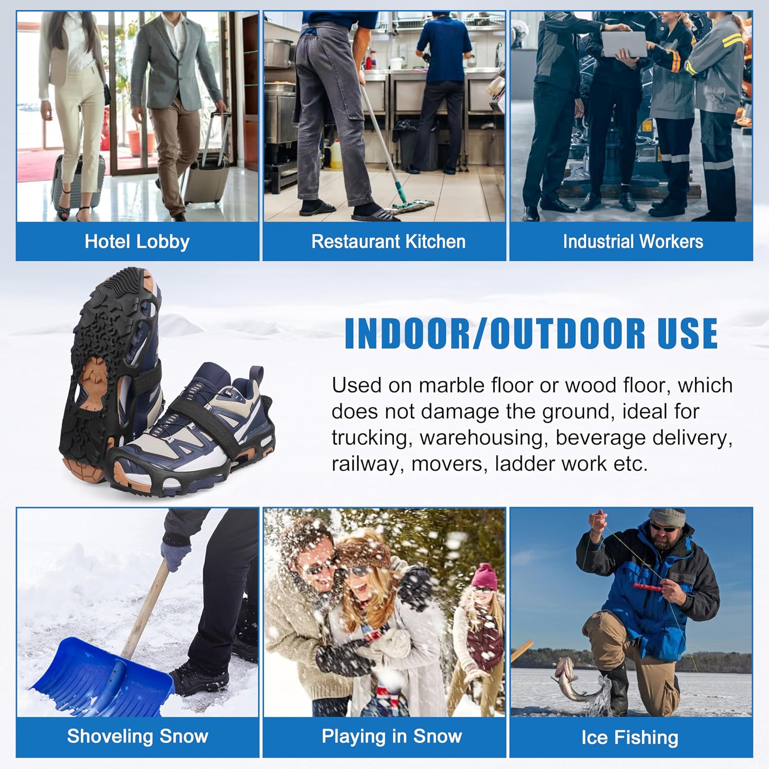 Spikeless Ice Cleats Anti-Slip Snow Traction Crampons Ice Grippers for Shoes and Boots Indoor/Outdoor Slip-On Rubber Tread Overshoes Traction Devices