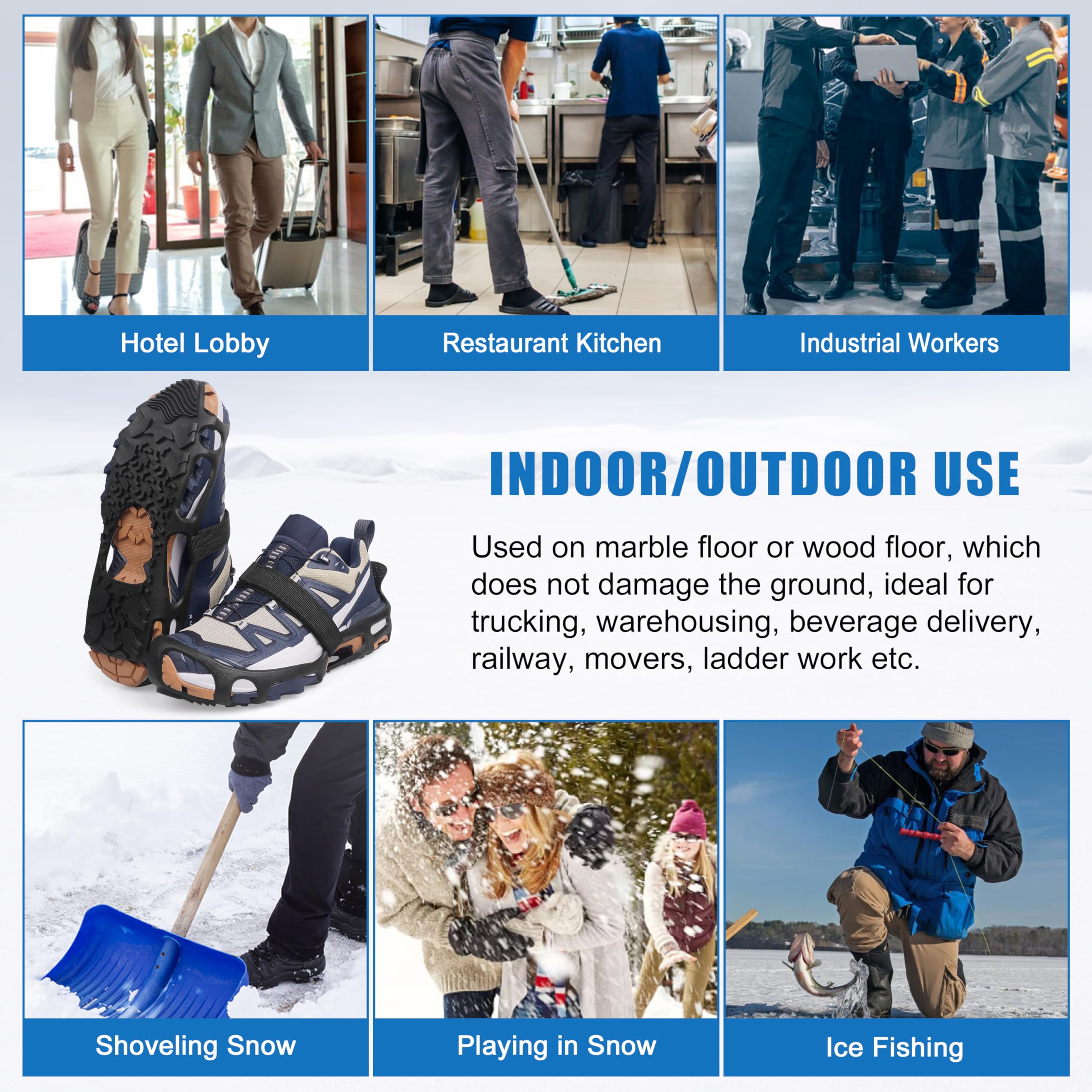 Crampons à glace antidérapants sans pointes pour chaussures et bottes d'intérieur/extérieur - Dispositifs de traction en caoutchouc