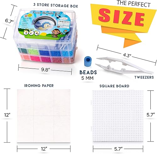 Vista 20 de shinshin creation Kit de cuentas fusibles XL, cuentas derretidas para manualidades de niños, kit de cuentas de hierro para niños, cuentas fusibles