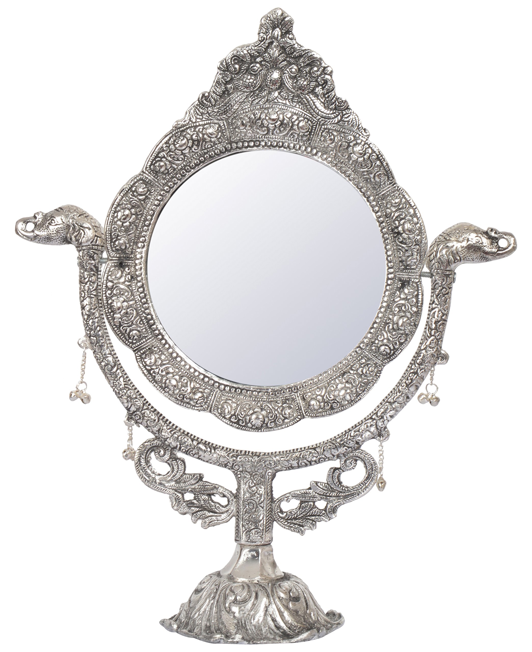HOUZZPLUS White Metal Table Mirror (33 cm x 2 cm x 40 cm, Silver)