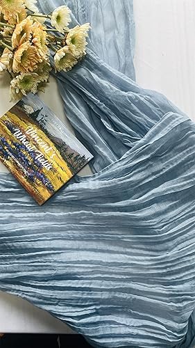 Miniatura 6 de Paquete de 6 caminos de mesa de estopilla color azul polvoriento de 35 x 120 pulgadas, camino de mesa de gasa bohemio para boda, novia, baby shower,