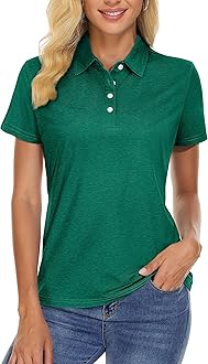 TACVASEN Polo Shirts for Women Short Sleeve Golf Shirts 4-Button Quick Dry Workout Tops Collared for Work Running Tennis