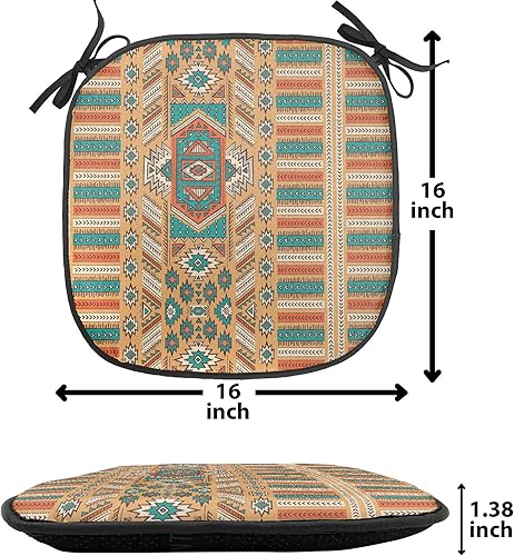 Miniatura 5 de Ambesonne Juego de 2 cojines tribales para asiento de silla, patrón de tribu secreta en estilo bohemio, acolchado de asiento antideslizante para