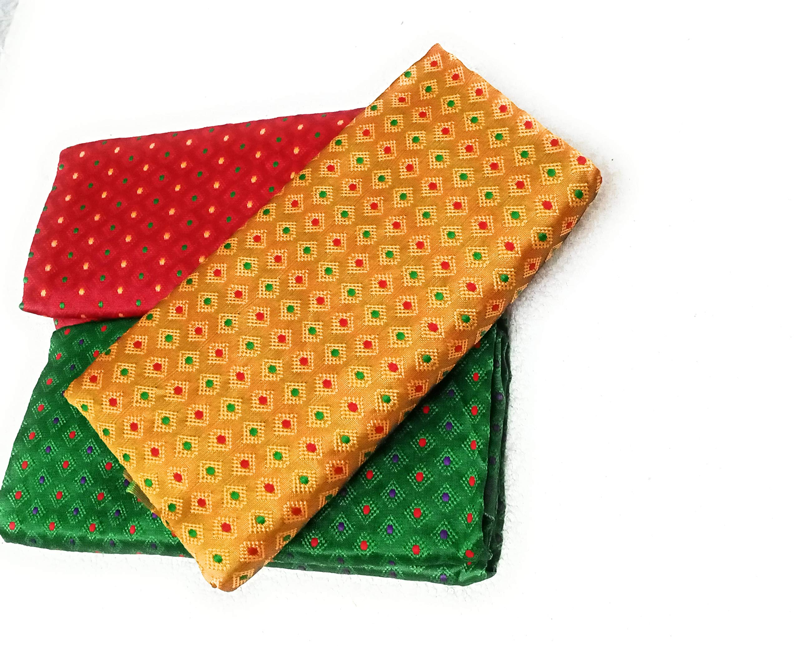 cotton colors Women's Cotton Blend Unstitched 1 Meters Each Blouse Materials (Multicolour, Free Size) - Pack of 3 Pieces -S46-picture-31