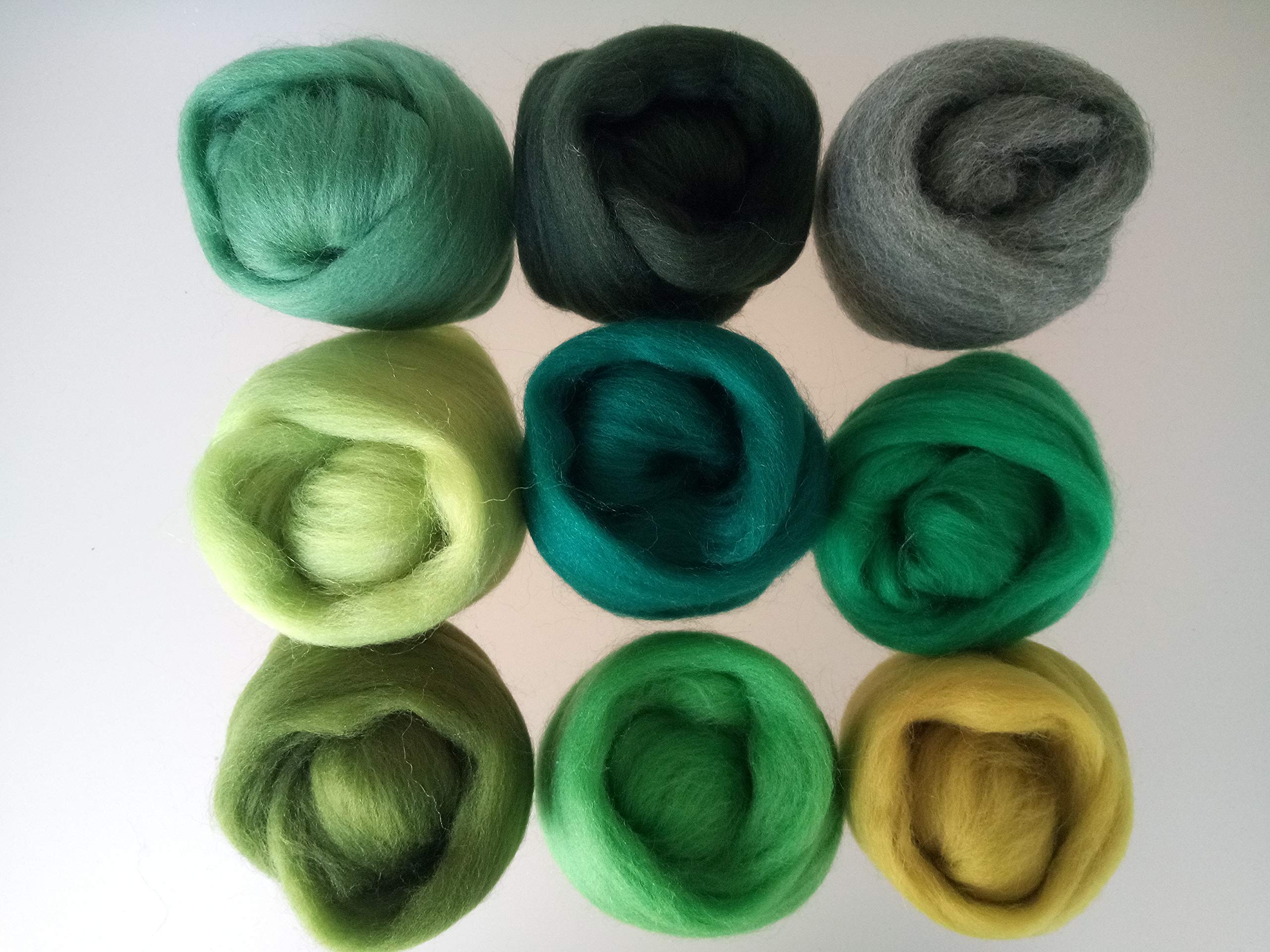 100% Merino Wool Roving, Needle & Wet Felting, Spinning, Weaving & DIY Wool Craft Set 90 g (Green 90 g), Green Pack: Forest - Image 3