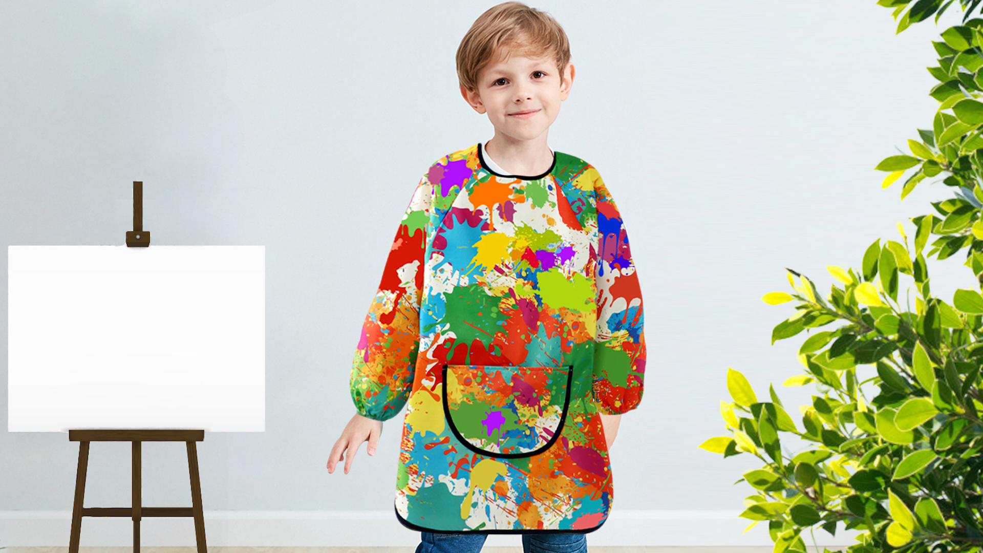 Qtuie Tablier Peinture Enfant Blouses Peinture Enfants Imperméables 2-8 Ans Garçon Et Fille Ecole Cuisine