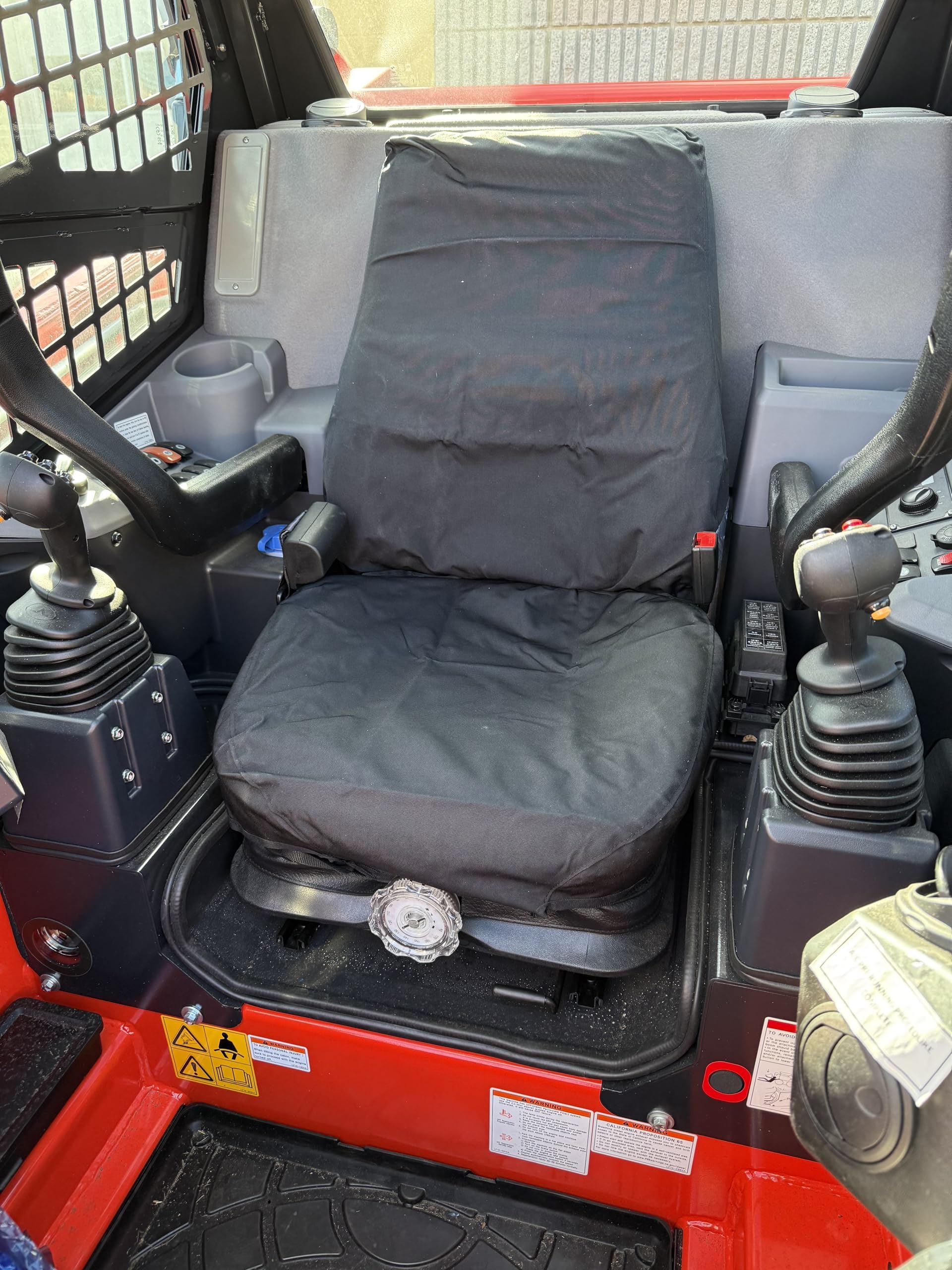 Compatible with KIOTI Skid Steer high Back seat. Two Piece Vinyl seat, NO ARMREST. Exact Fit Seat Cover. in Wheel and Track Versions