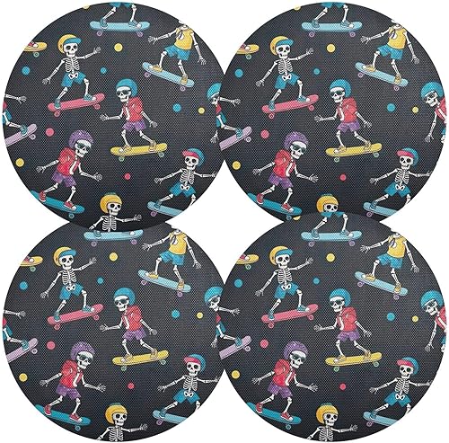 Miniatura 2 de Playful Skeletons Black PVC Placemat, Non Slip Heat Resistant Placemats for Kitchen one sizex4