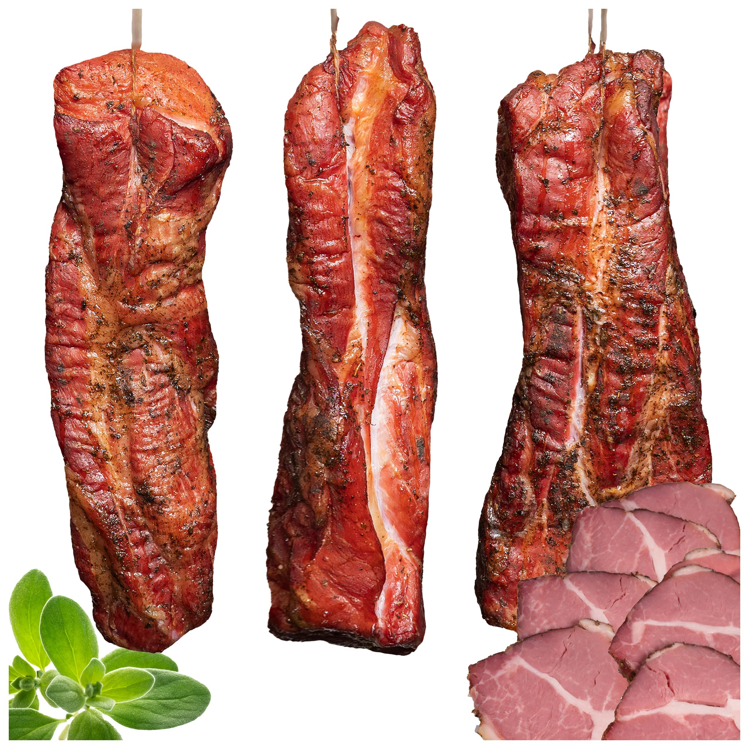 Geräucherter Schweinekamm – traditionell geräuchert und mit Kräutern verfeinert- Wurstwaren 2x 300g - Trockenwurst - Rohwurst - Dauerwurst am Stück - Trockenfleisch - getrocknete Wurst Snack