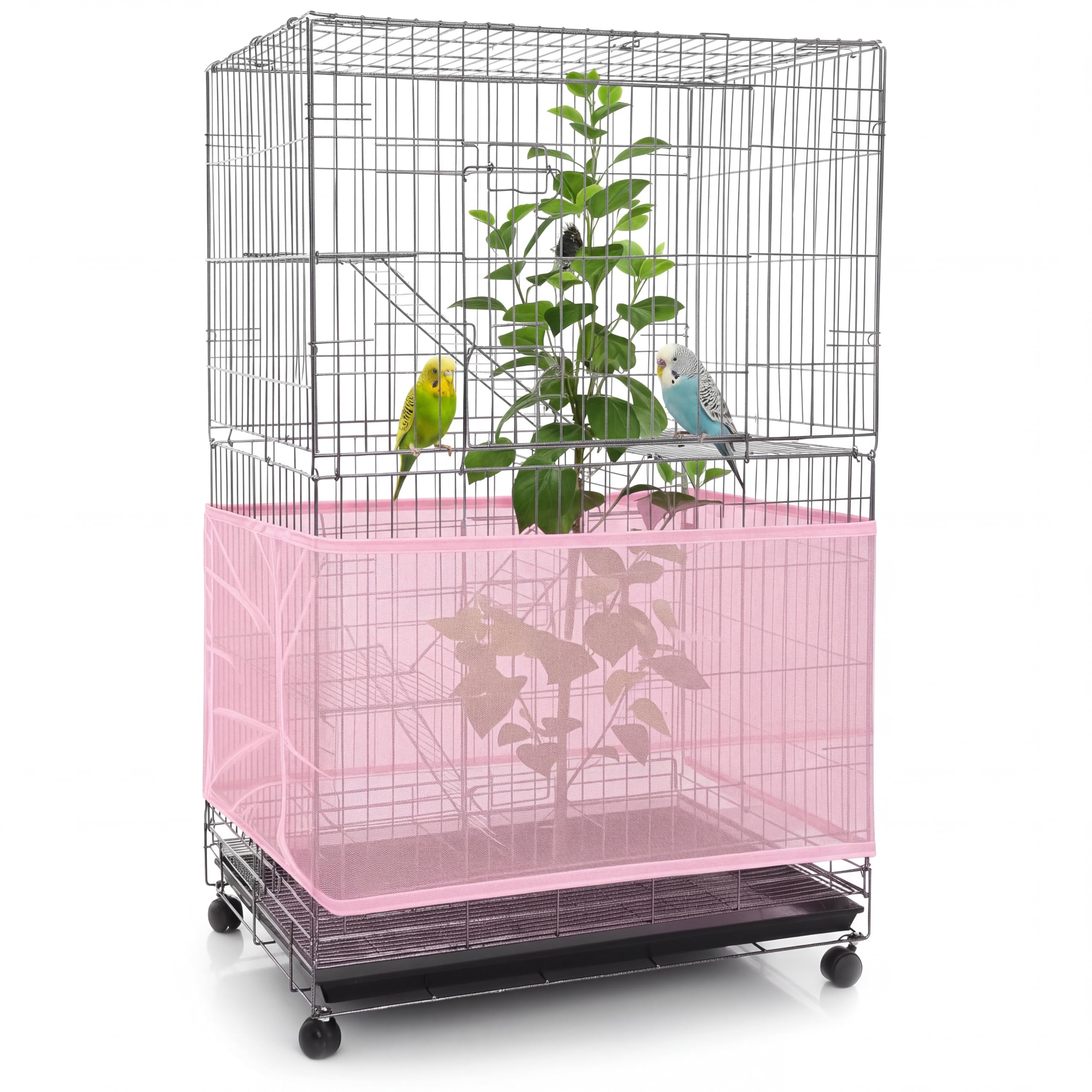 Bird Cage Net Cover Seed Catcher, 118 x 15 Inch/ 300 x 37 cm, Light Pink