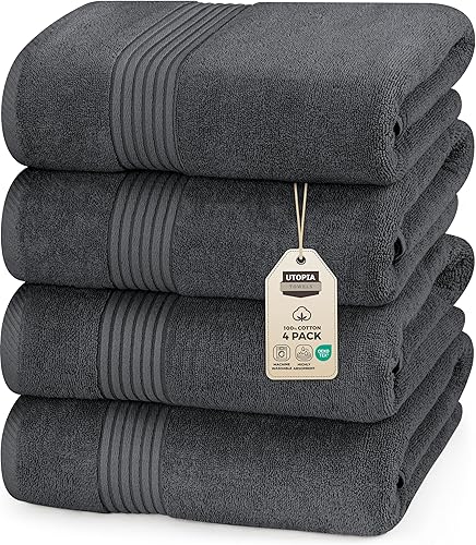 Utopia Towels - Juego de toallas de baño 100 % de algodón hilado en anillo de 600 GSM, secado rápido, muy absorbentes, livianas, para baños,