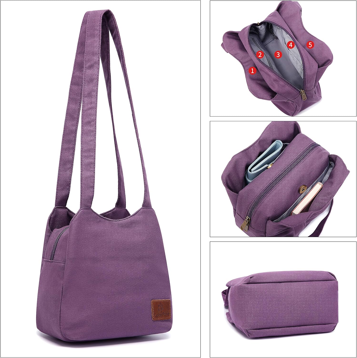 Small Mini Shoulder Bag Hippie Top Zip Canvas Sling Bag Jacquard cloth Handmade Bags - Image 3