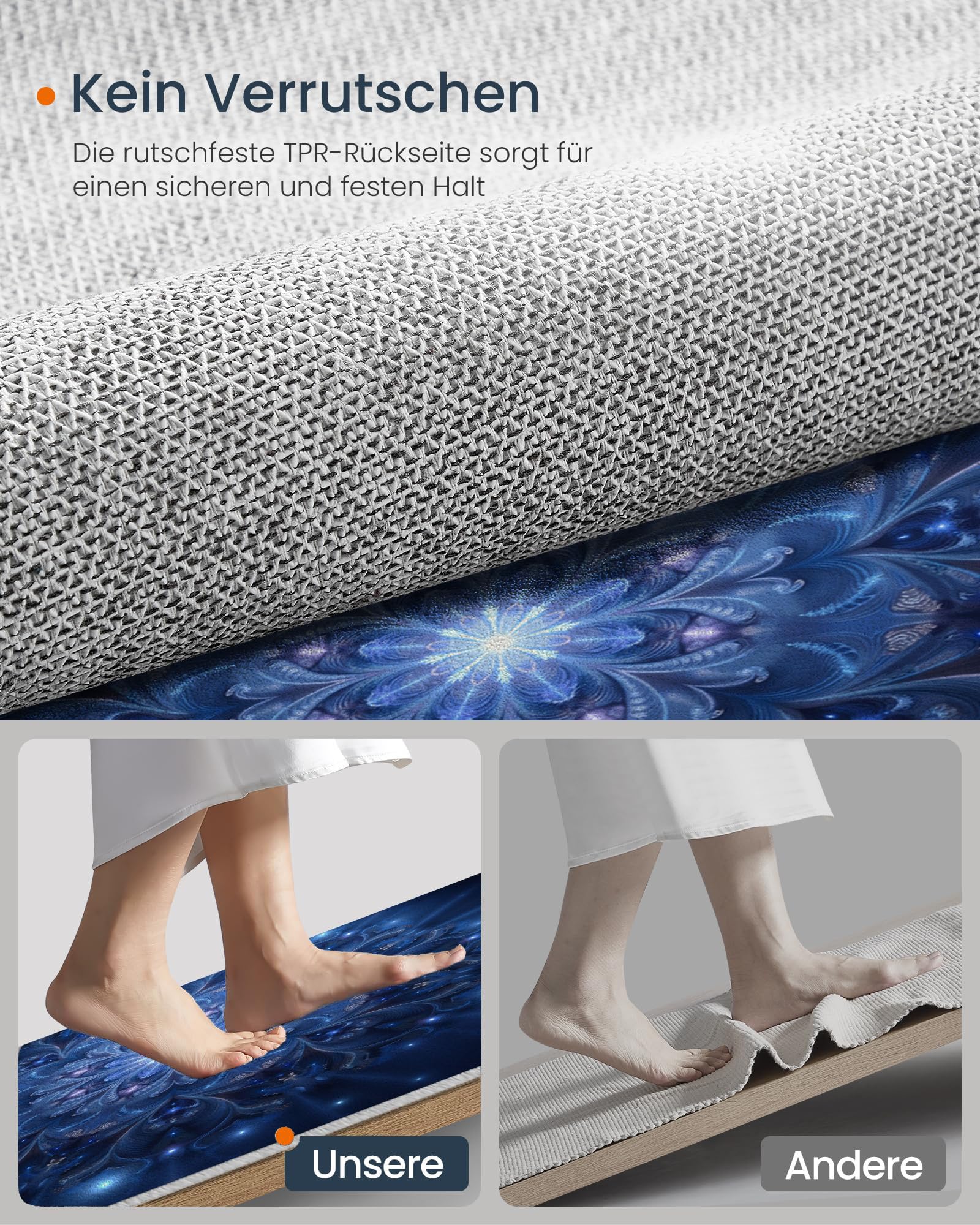 Tapis Rond Étoiles Mandala pour Salon, 120cm Circulaire Tapis Style Cosmique Mystérieux Douce Lavable Et Antidérapante pour Chambre Intérieure, Bleu Profond