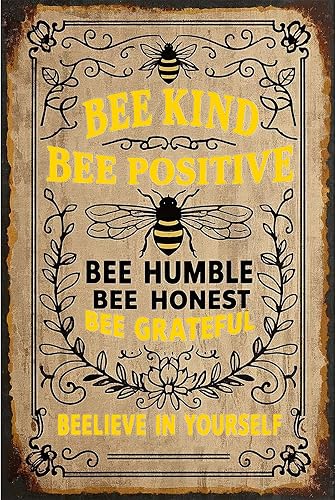 Letrero de lata retro  BEELIEVE IN YOURSELF  Arte de pared de metal inspirado en la época para decoración del hogar, bar, cafetería u oficina,