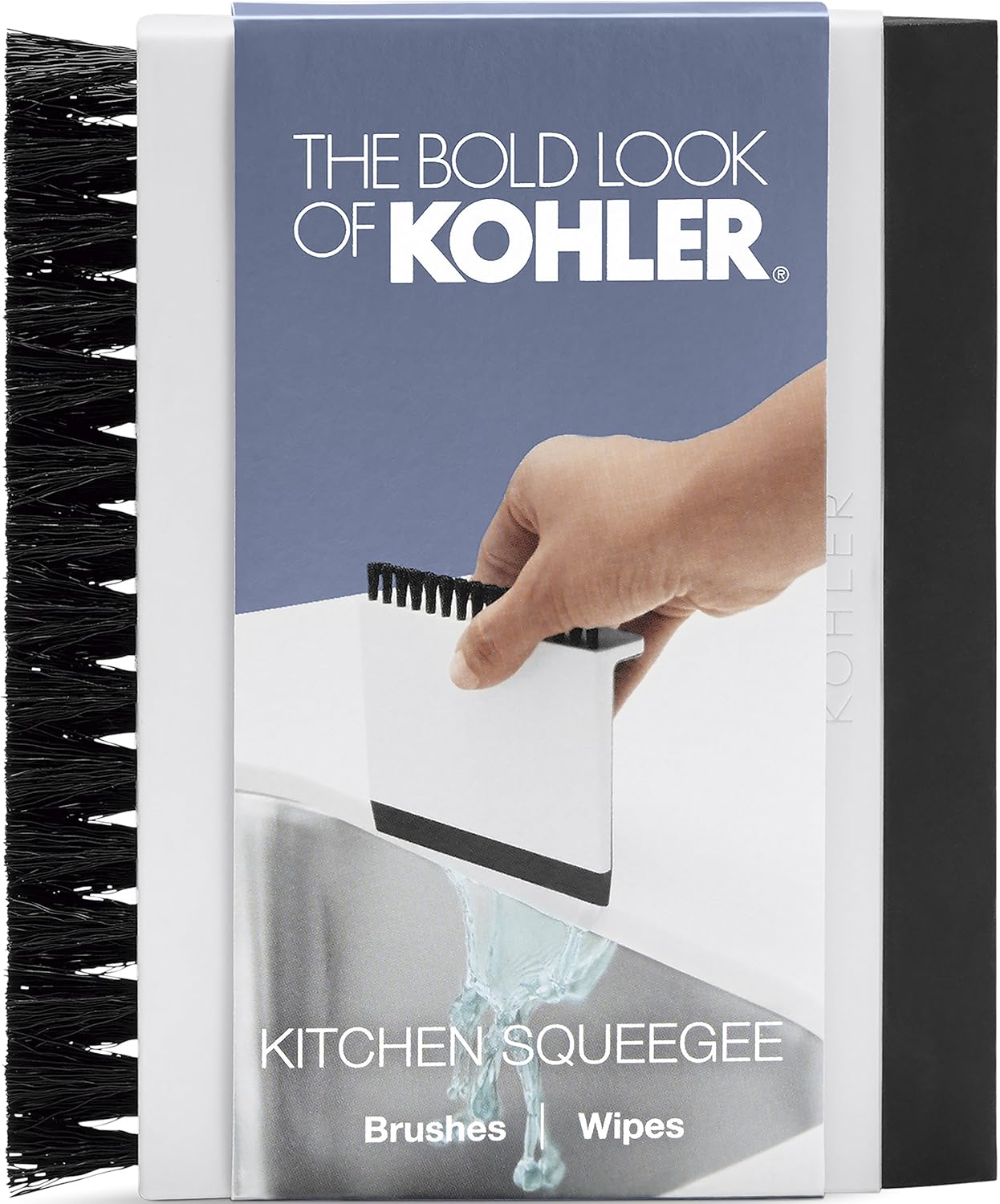 KOHLER Kitchen Sink Squeegee and Countertop Brush, Multi-Purpose, Cleans Wet and Dry Spills, Dishwasher Safe, White : Health & Household