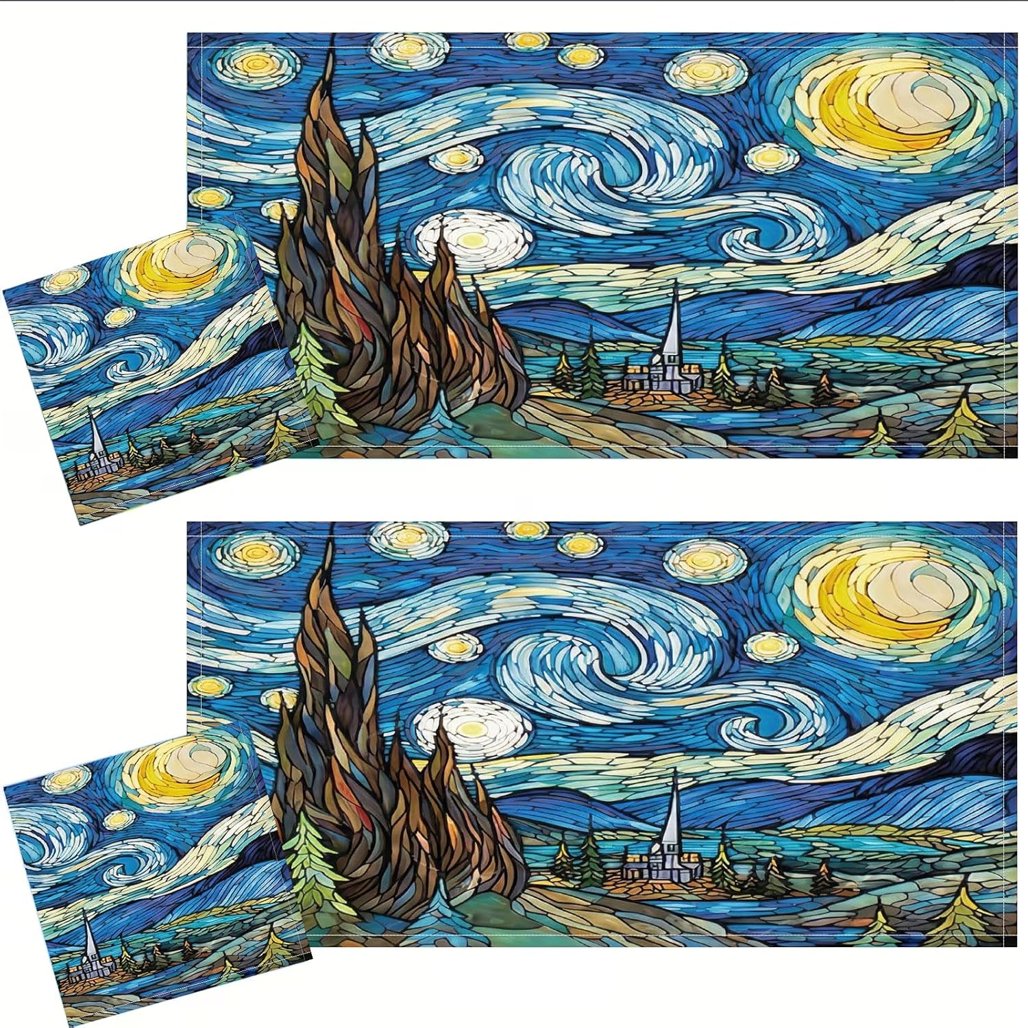 2 Pcs Fluorescent Light Cover Classroom Lighting Cover with 10 Magnets Light Filter Magnetic Ceiling Panel Decoration 2 x 4 ft Reduce Glare for Office School (Oil Painting Starry Sky)