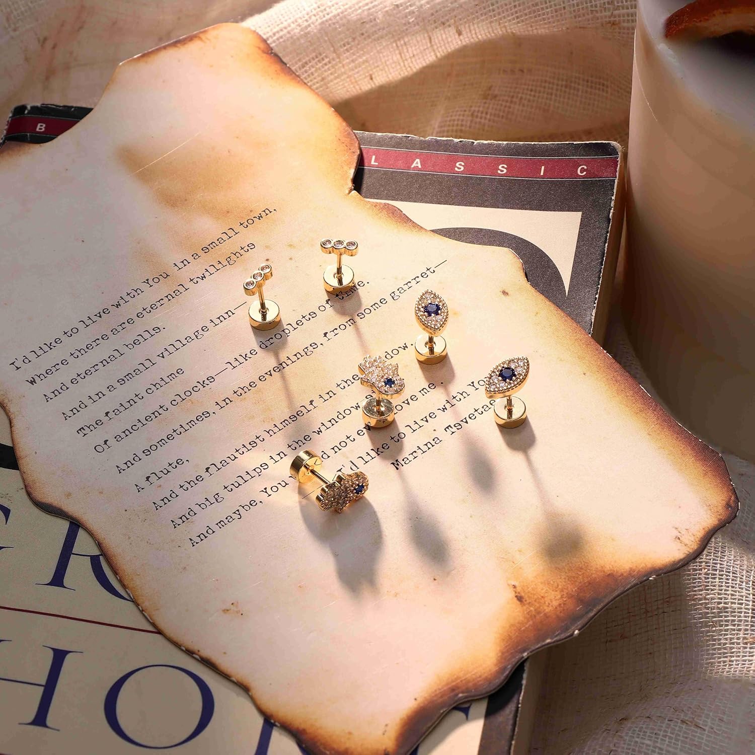 KRFY Flat Back Stud Earrings for Women - S925 Sterling Silver Post Cartilage Helix Piercing Jewelry 14K Gold Plated Silver - Image 2