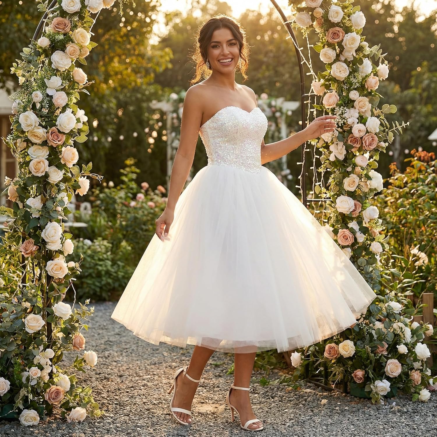 Sequin Wedding Dresses for Bride,Strapless Sequin Dress for Bridal,Women's Ball Gown Bridal Wedding Dresses