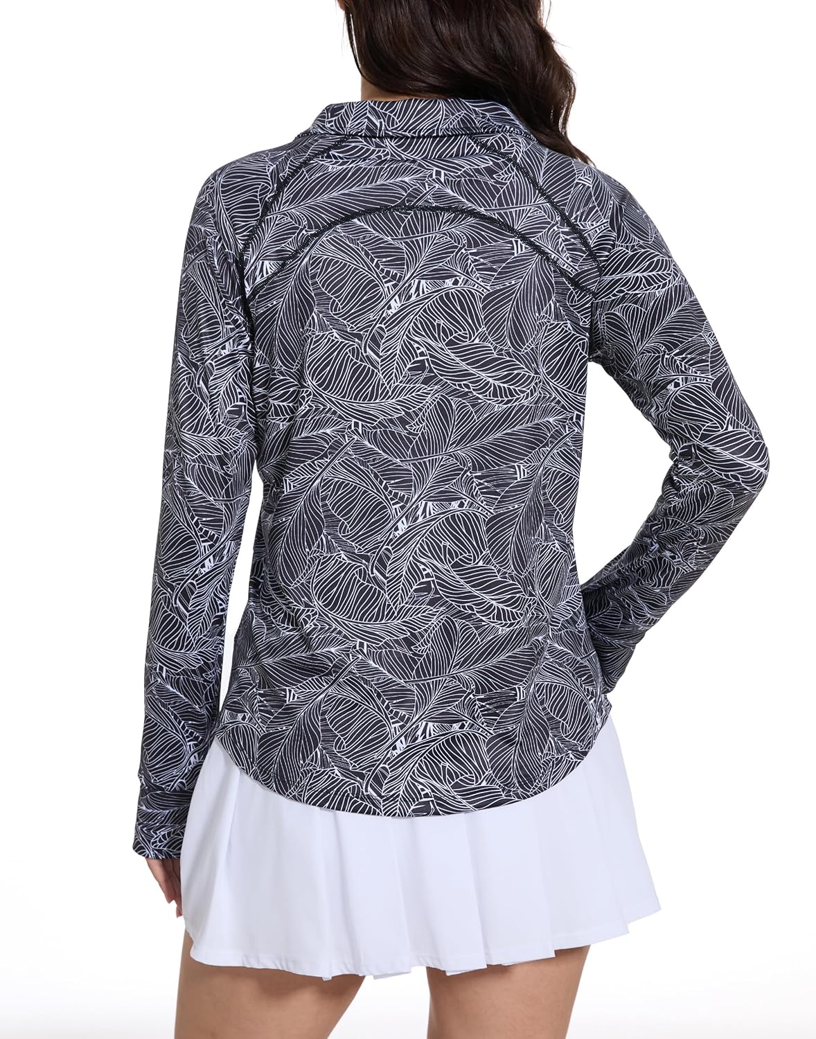 M MOTEEPI Long Sleeve Shirts for Women with Thumb Hole Quick-Dry Womens Golf Shirt Pullover UPF 50+ Ladies Sun Shirts