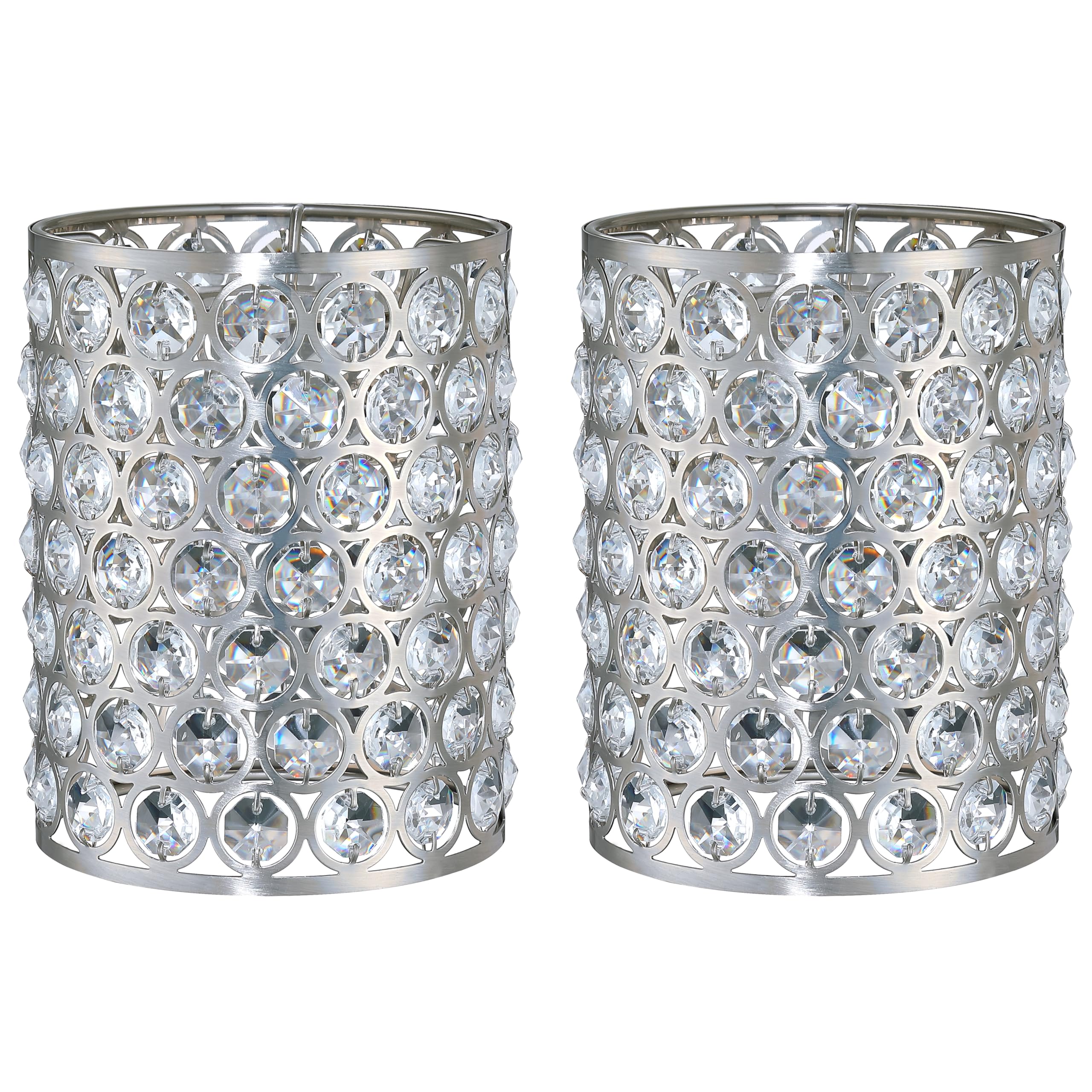 2 Pack Crystal Replacement Covers Metal Shade Pendant Ceiling Chandelier Wall Sconce Lamp Brushed Nickel Fixture