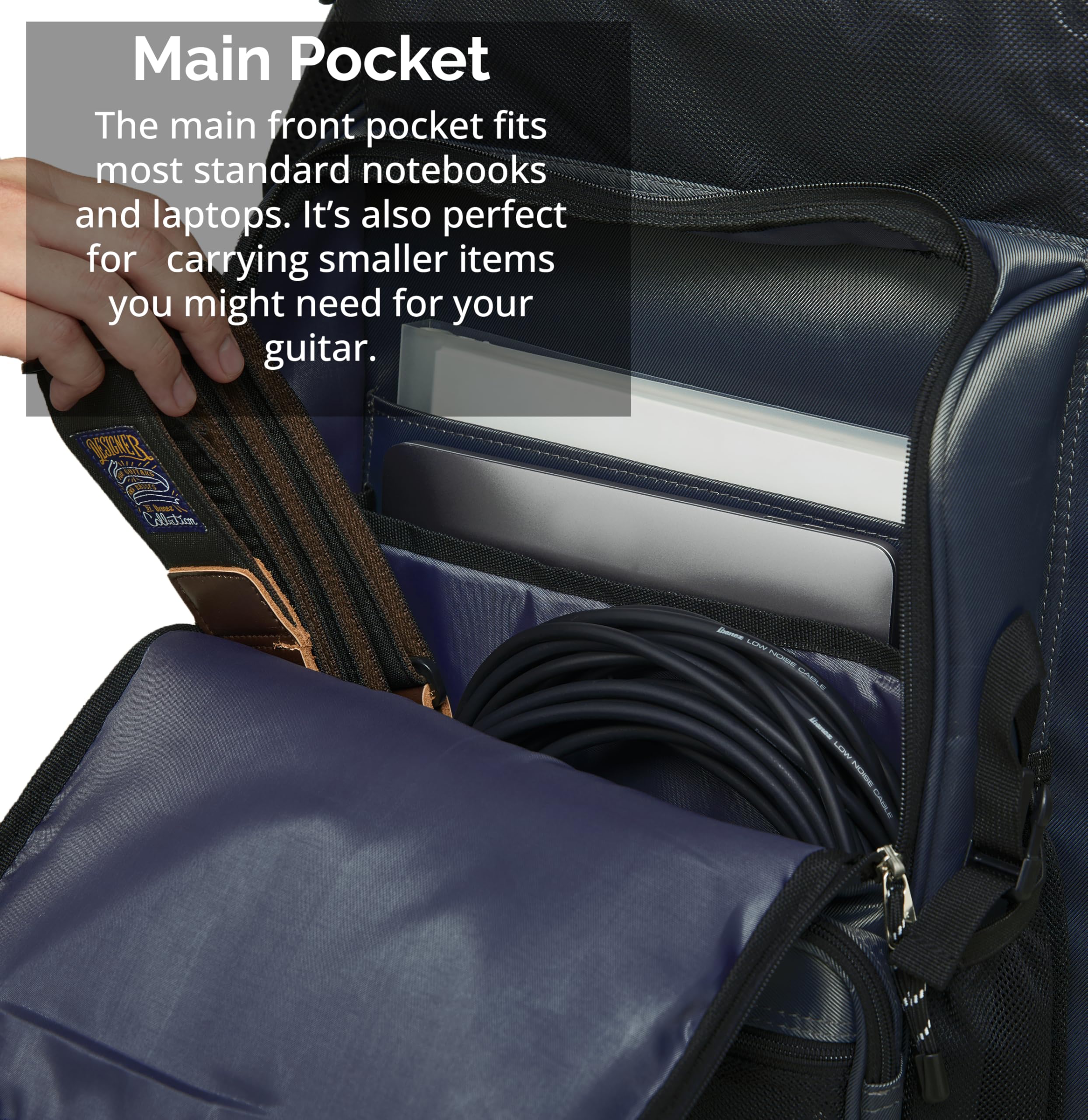 Ibanez IGB651-NB Powerpad Funda de Transporte para Guitarra Eléctrica - Funda Blanda Ligera Acolchada con Pared Lateral de protección, Bolsillos para Accesorios y Correas de Mochila Cómodas